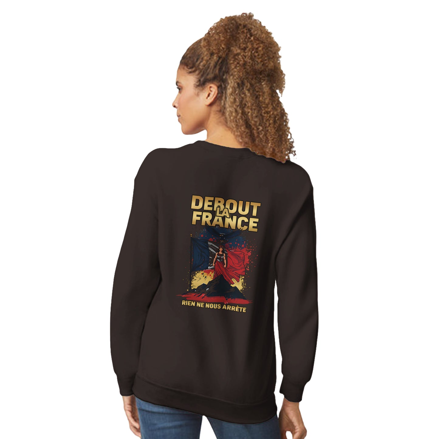 Damen-Sweatshirt „debout la France“ im klassischen französischen Rundhals-Stil | Gildan® 18000