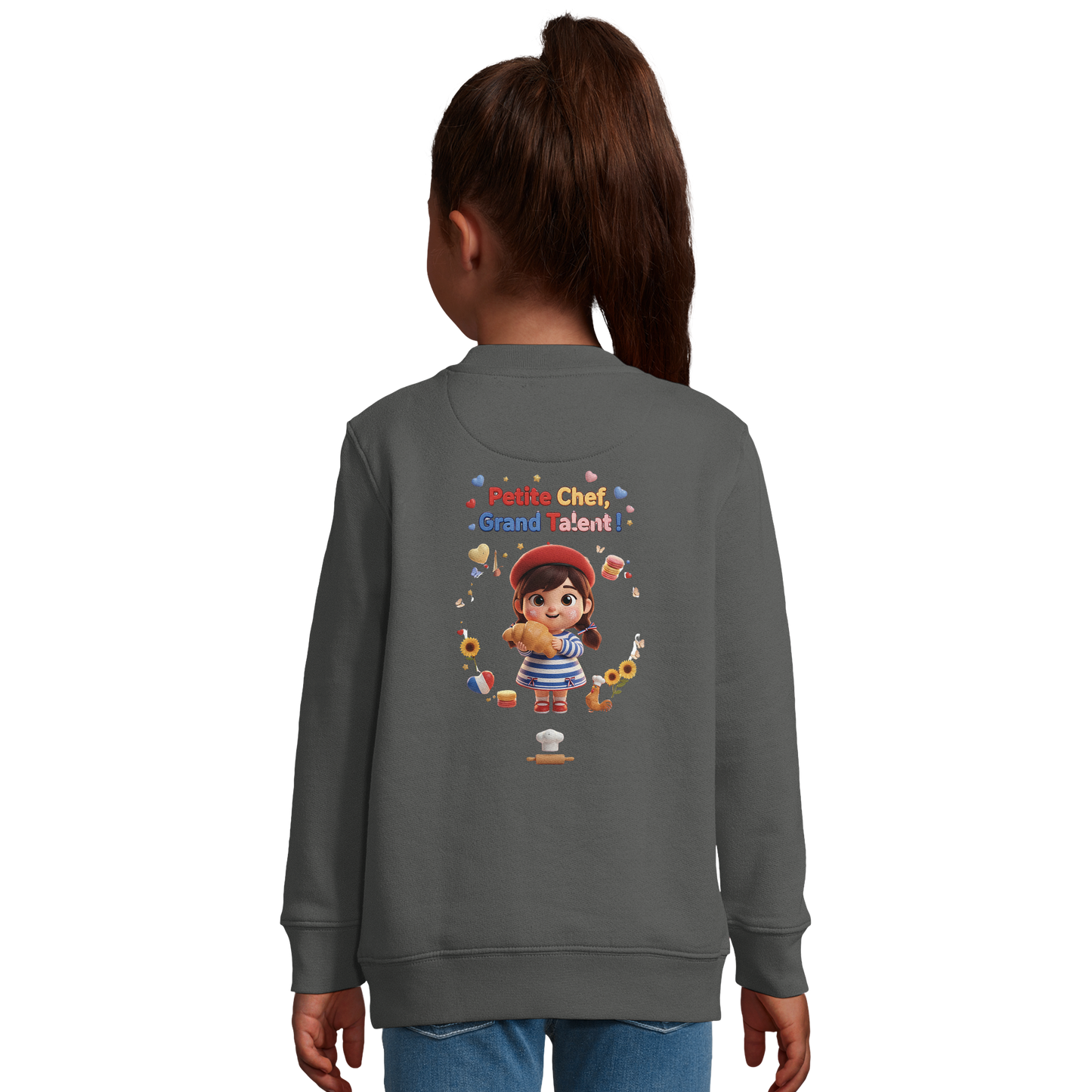 Sweatshirt im französischen Stil für kleine Chefinnen mit großem Talent, aus recyceltem Mischgewebe | SOL'S Columbia Kids 04239