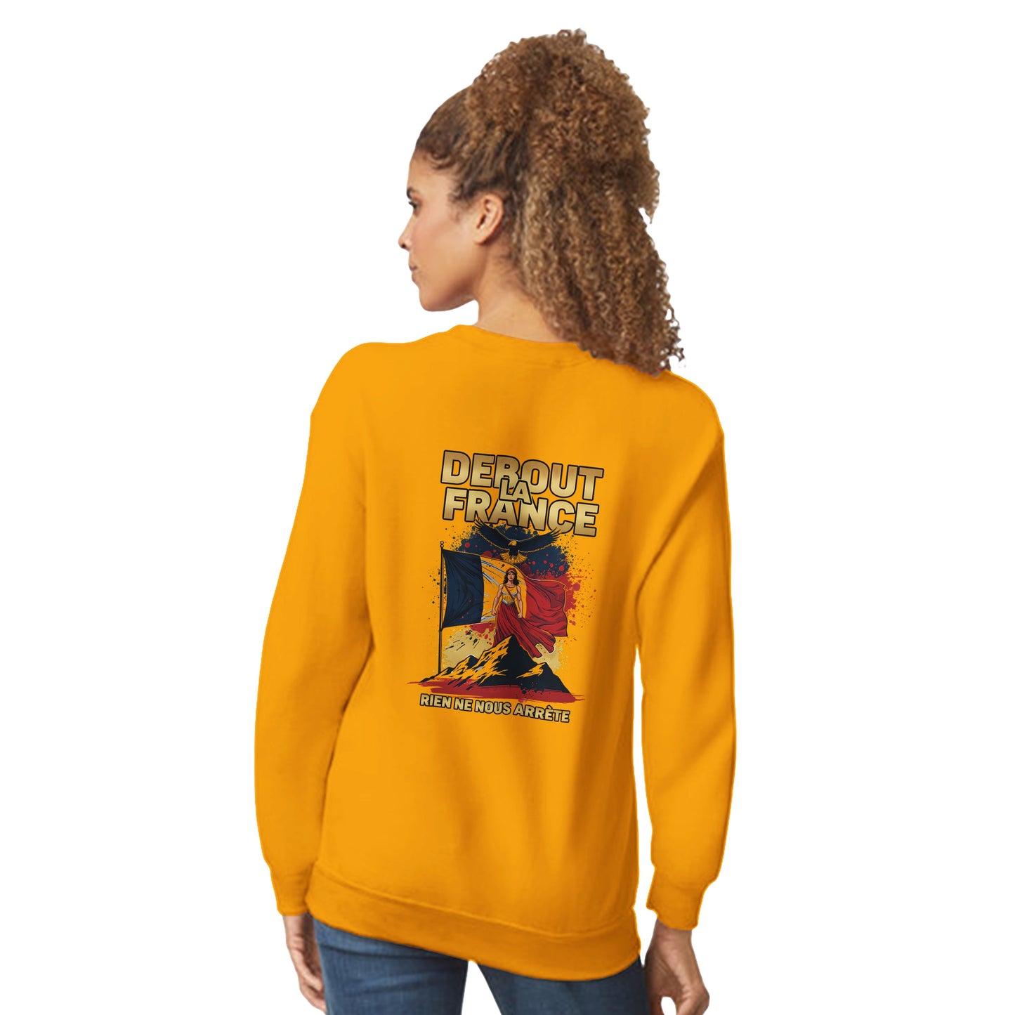 Damen-Sweatshirt „debout la France“ im klassischen französischen Rundhals-Stil | Gildan® 18000