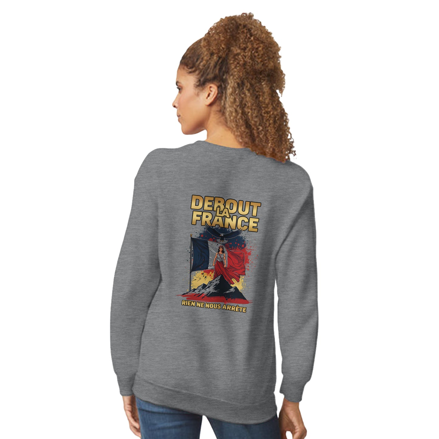 Damen-Sweatshirt „debout la France“ im klassischen französischen Rundhals-Stil | Gildan® 18000