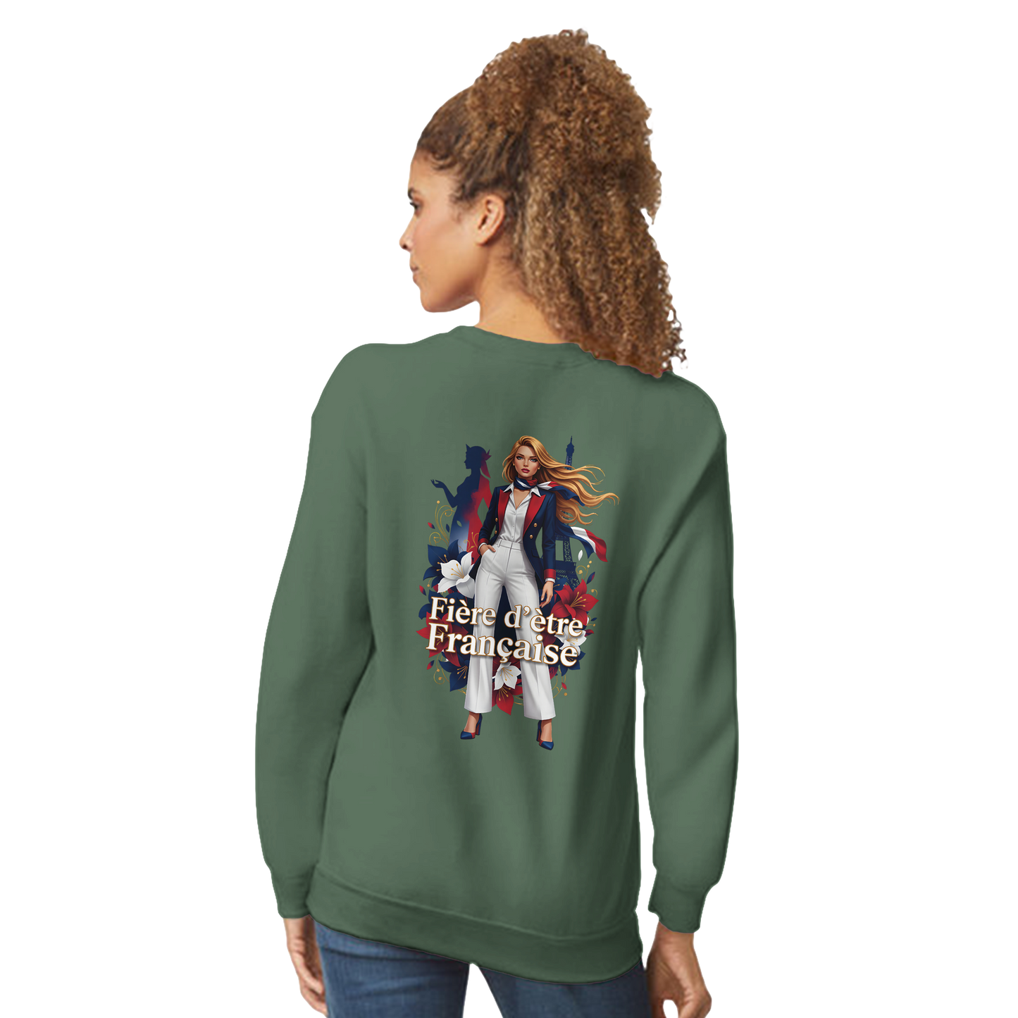 Sweat-shirt femme fière d'être française  Classique Léger et Confortable pour le Printemps