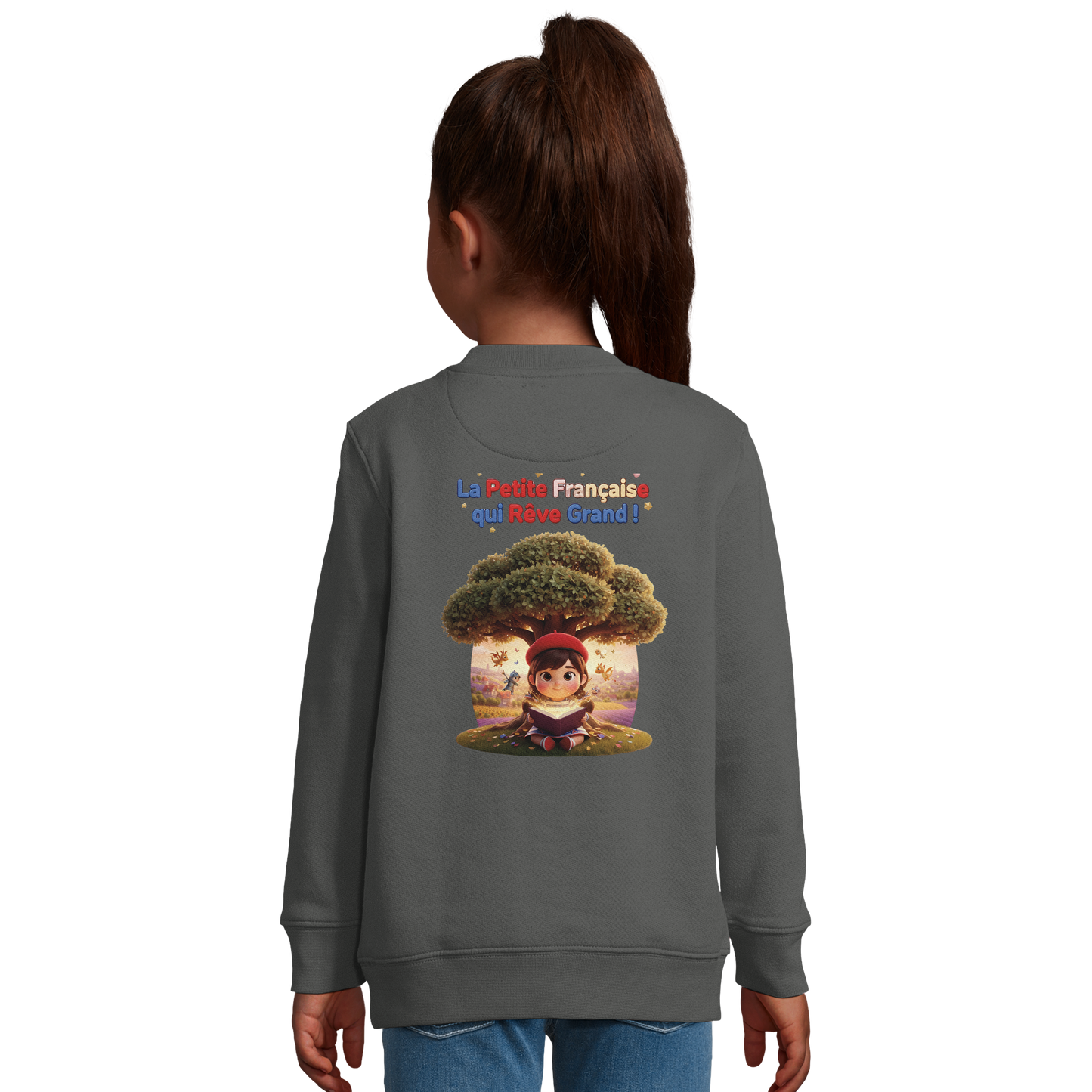 Mädchen-Sweatshirt im französischen Stil: „La petite française qui rêve grand“ aus recycelter Mischung | SOL'S Columbia Kids 04239