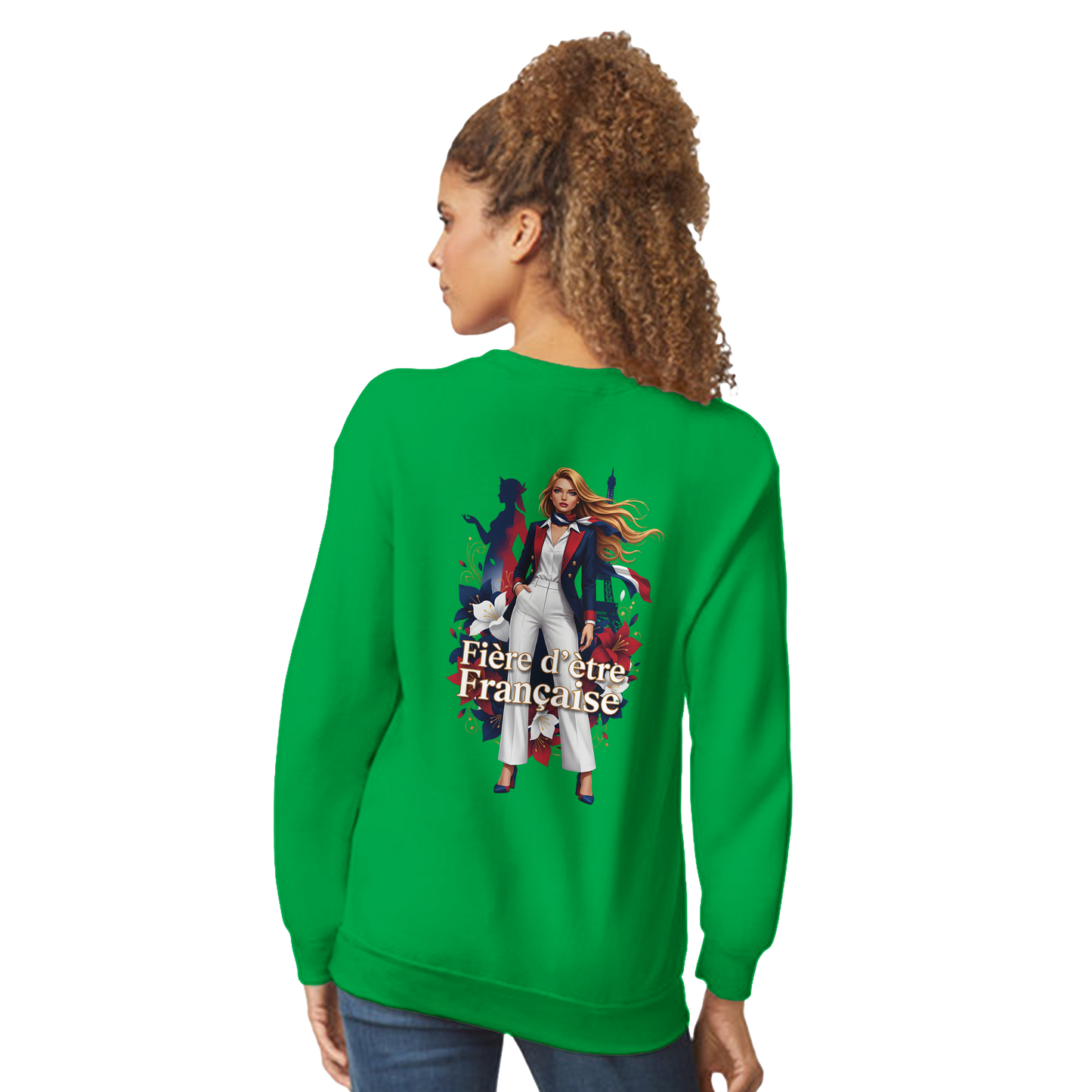 Sweat-shirt femme fière d'être française  Classique Léger et Confortable pour le Printemps