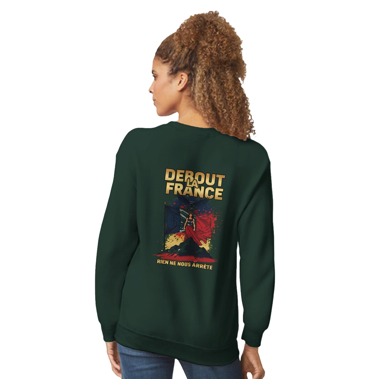 Damen-Sweatshirt „debout la France“ im klassischen französischen Rundhals-Stil | Gildan® 18000