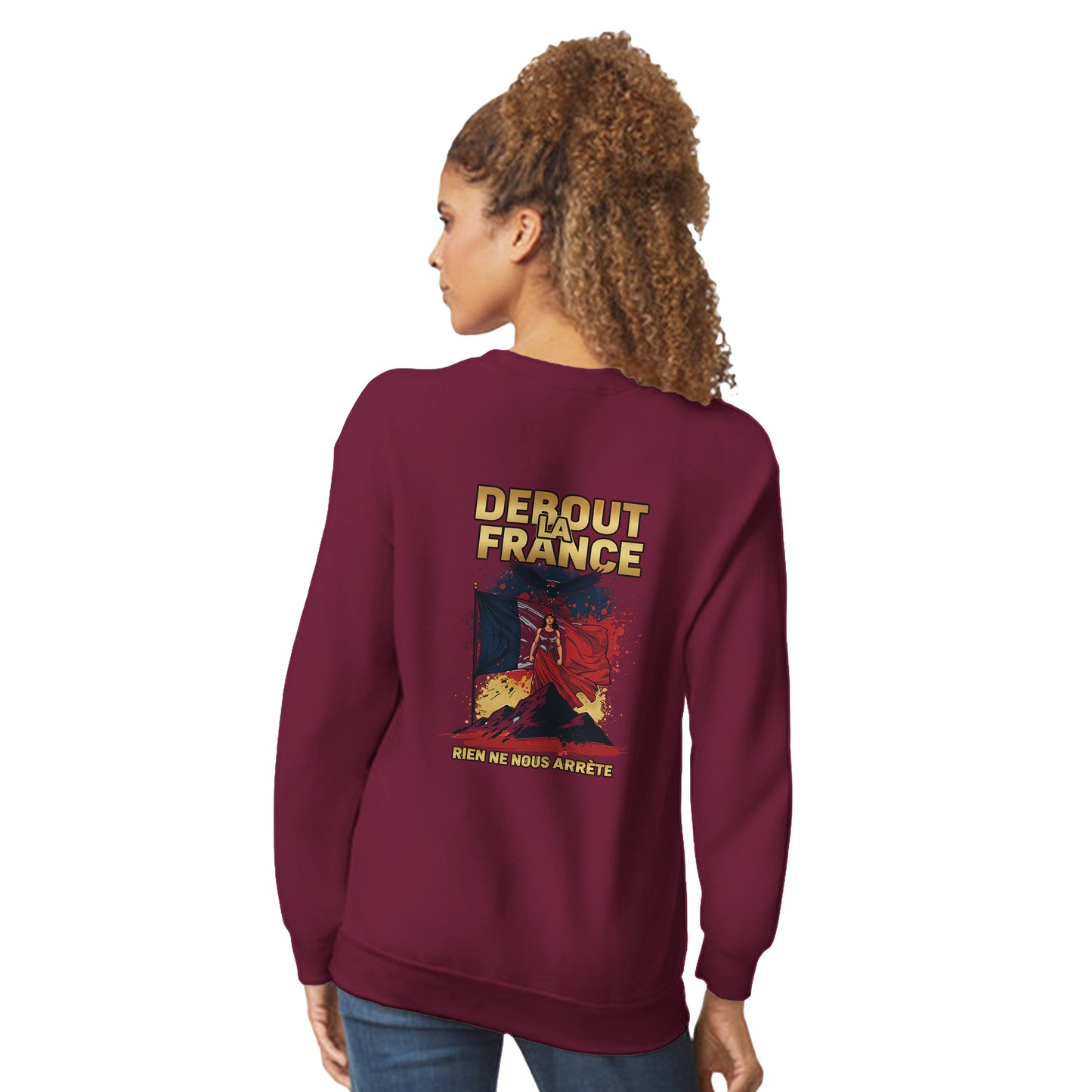 Damen-Sweatshirt „debout la France“ im klassischen französischen Rundhals-Stil | Gildan® 18000