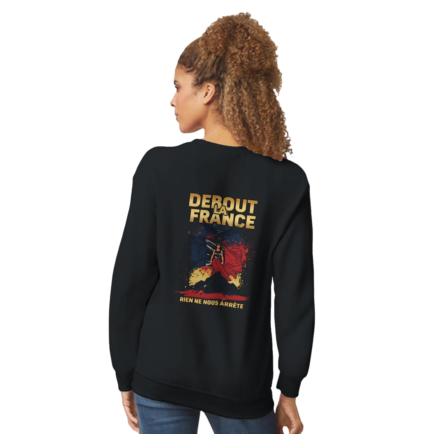 Damen-Sweatshirt „debout la France“ im klassischen französischen Rundhals-Stil | Gildan® 18000