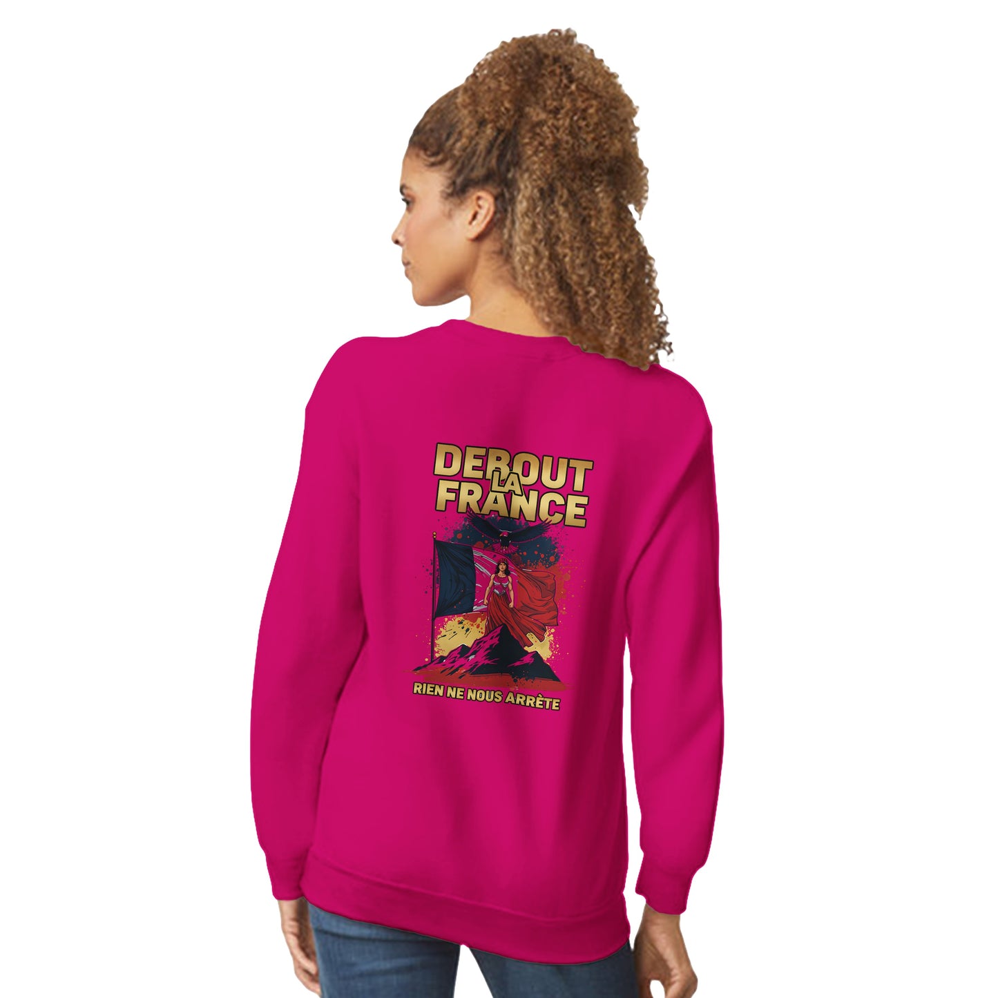 Damen-Sweatshirt „debout la France“ im klassischen französischen Rundhals-Stil | Gildan® 18000