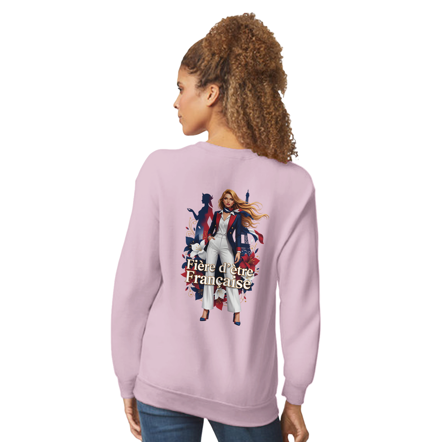 Sweat-shirt femme fière d'être française  Classique Léger et Confortable pour le Printemps