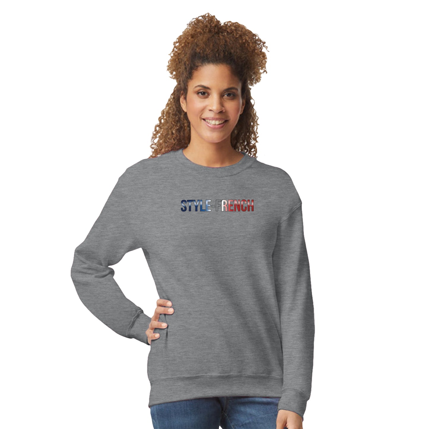 Damen-Sweatshirt „debout la France“ im klassischen französischen Rundhals-Stil | Gildan® 18000