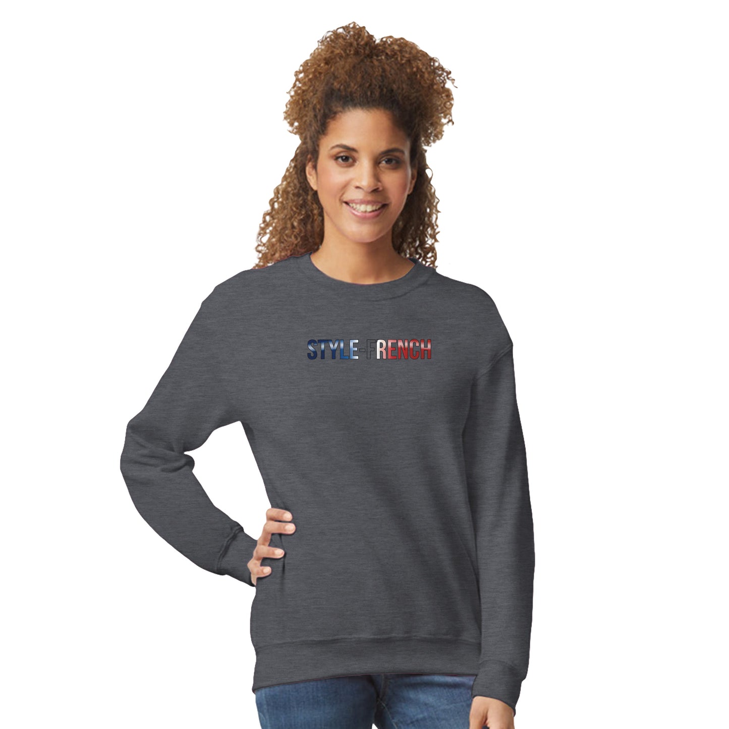 Damen-Sweatshirt „debout la France“ im klassischen französischen Rundhals-Stil | Gildan® 18000