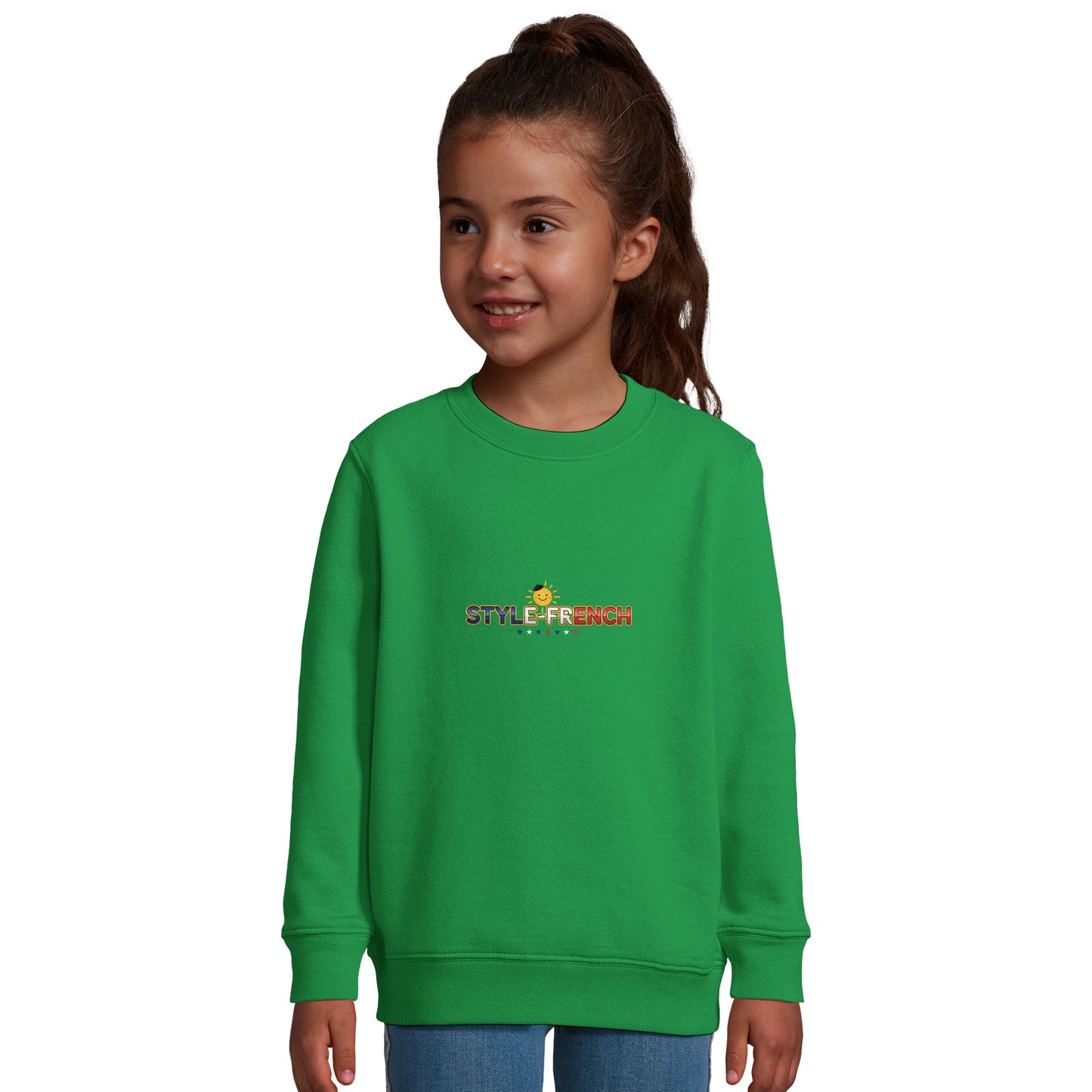 Mädchen-Sweatshirt im französischen Stil „la France dans mon cœur“ aus recyceltem Mischgewebe | SOL'S Columbia Kids 04239