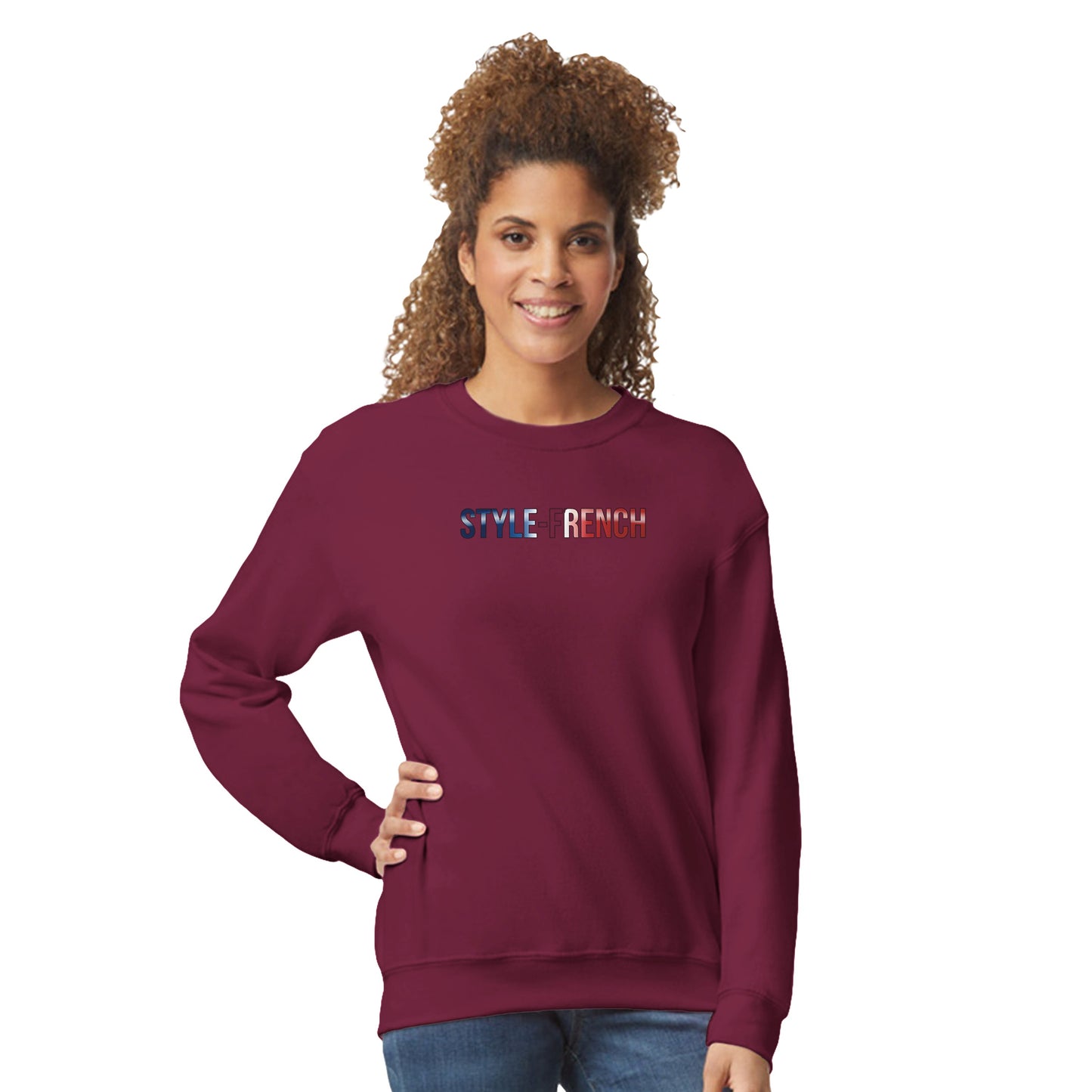 Damen-Sweatshirt „debout la France“ im klassischen französischen Rundhals-Stil | Gildan® 18000