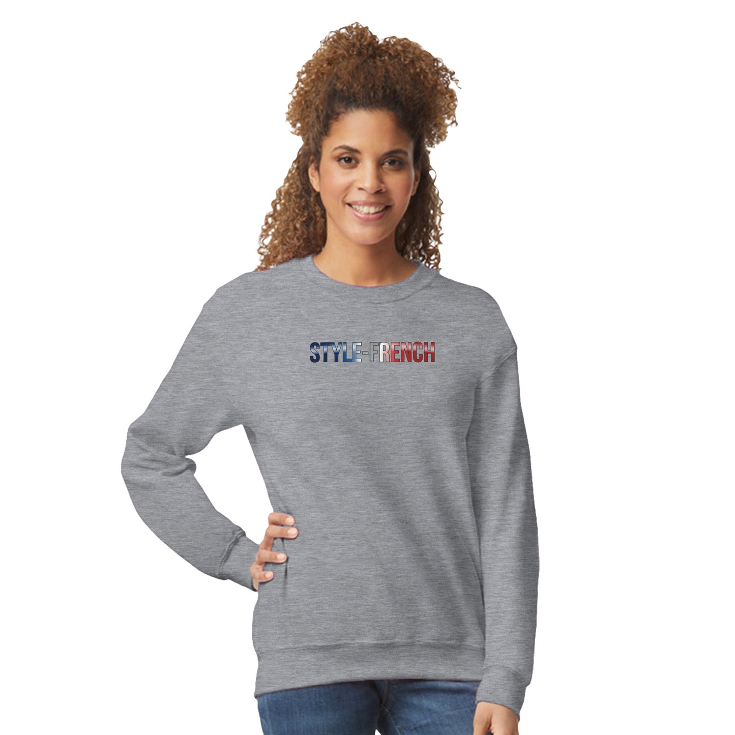 Damen-Sweatshirt „debout la France“ im klassischen französischen Rundhals-Stil | Gildan® 18000