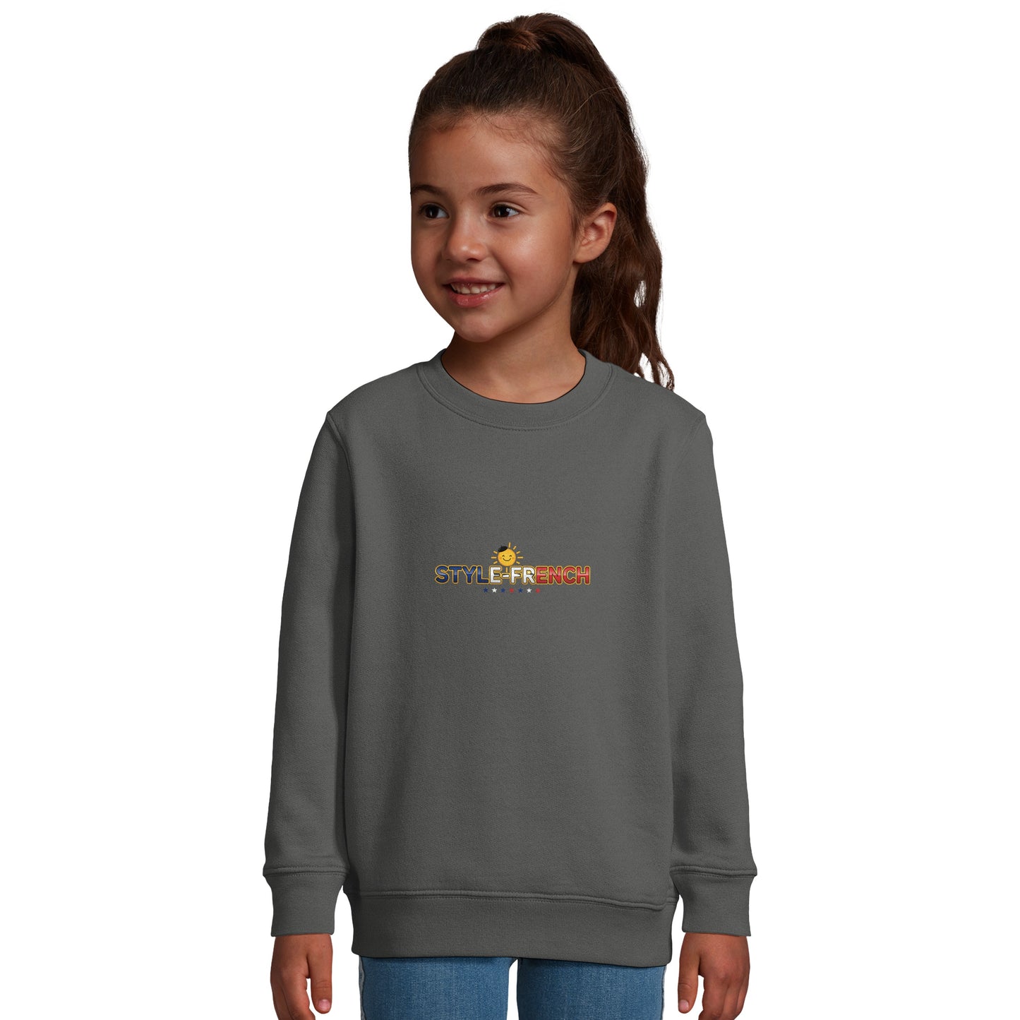 Mädchen-Sweatshirt im französischen Stil „la France dans mon cœur“ aus recyceltem Mischgewebe | SOL'S Columbia Kids 04239