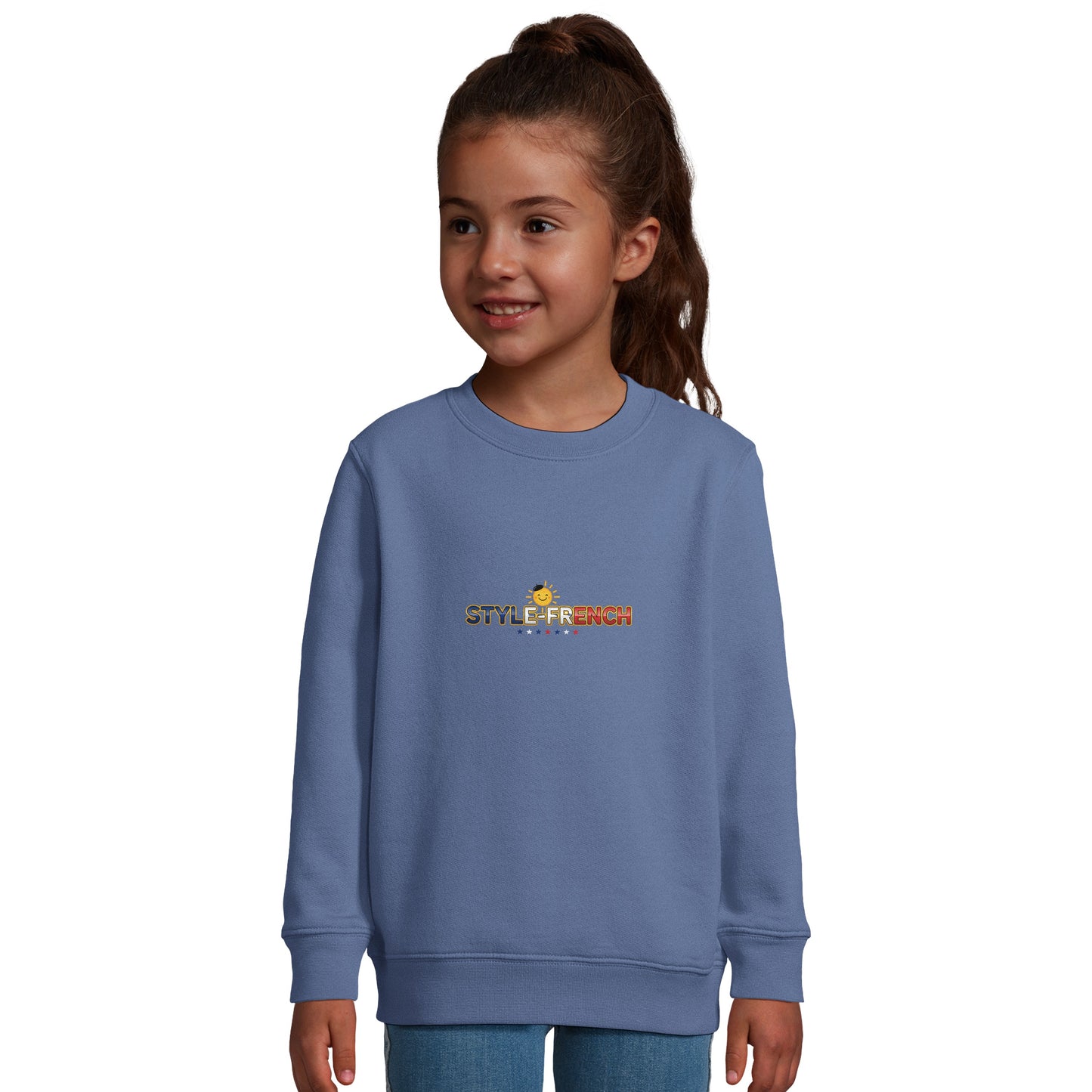Mädchen-Sweatshirt im französischen Stil „la France dans mon cœur“ aus recyceltem Mischgewebe | SOL'S Columbia Kids 04239