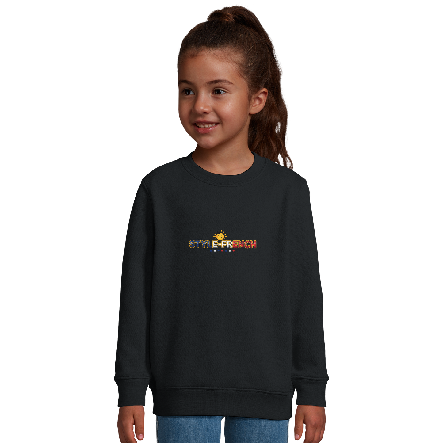 Mädchen-Sweatshirt im französischen Stil: „La petite française qui rêve grand“ aus recycelter Mischung | SOL'S Columbia Kids 04239
