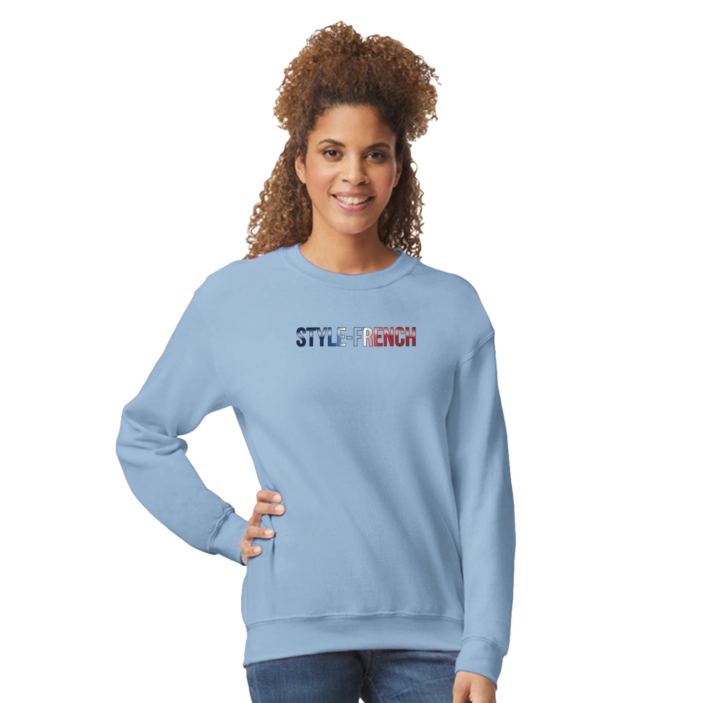 Damen-Sweatshirt „debout la France“ im klassischen französischen Rundhals-Stil | Gildan® 18000