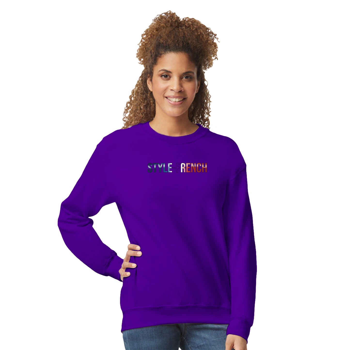 Damen-Sweatshirt „debout la France“ im klassischen französischen Rundhals-Stil | Gildan® 18000