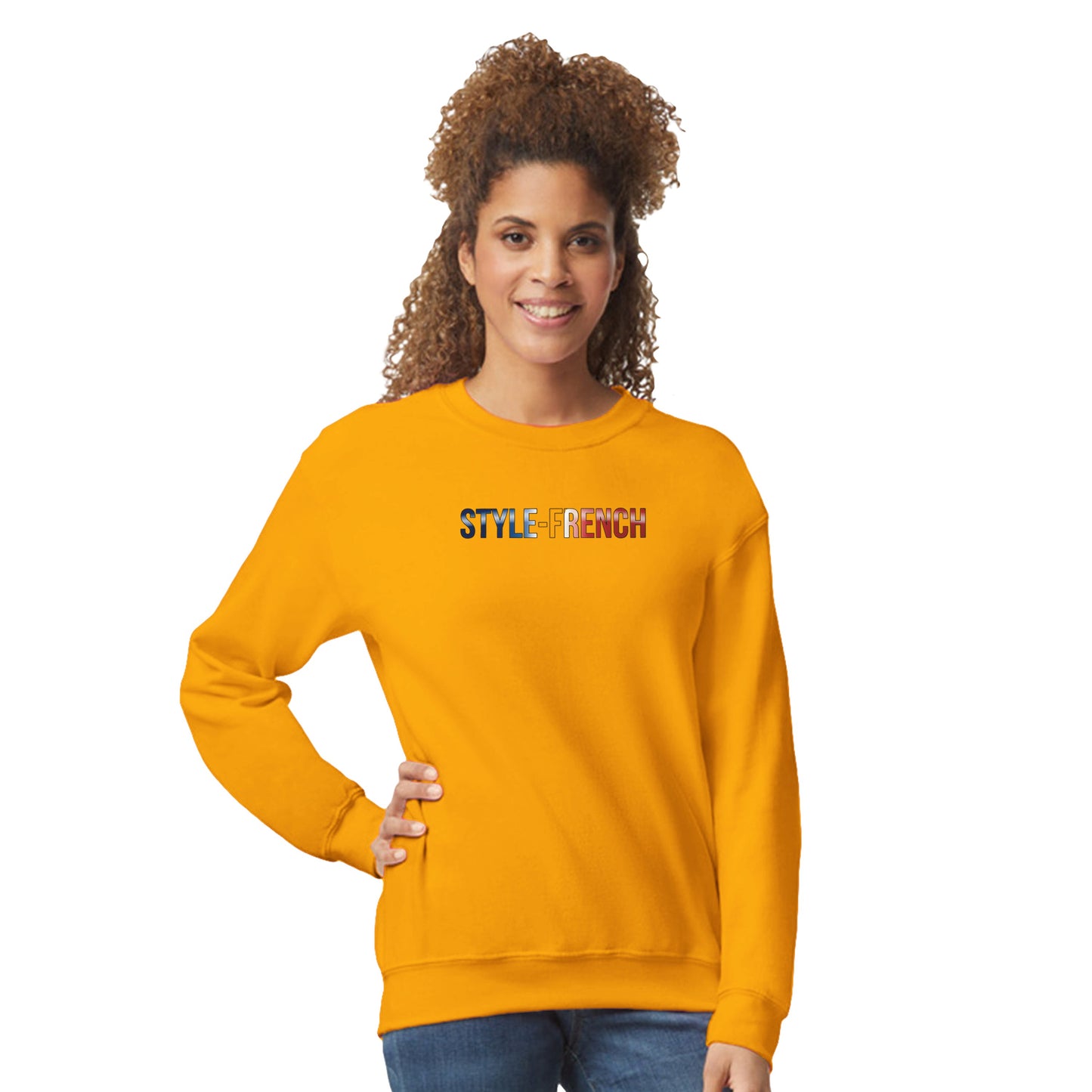 Damen-Sweatshirt „debout la France“ im klassischen französischen Rundhals-Stil | Gildan® 18000