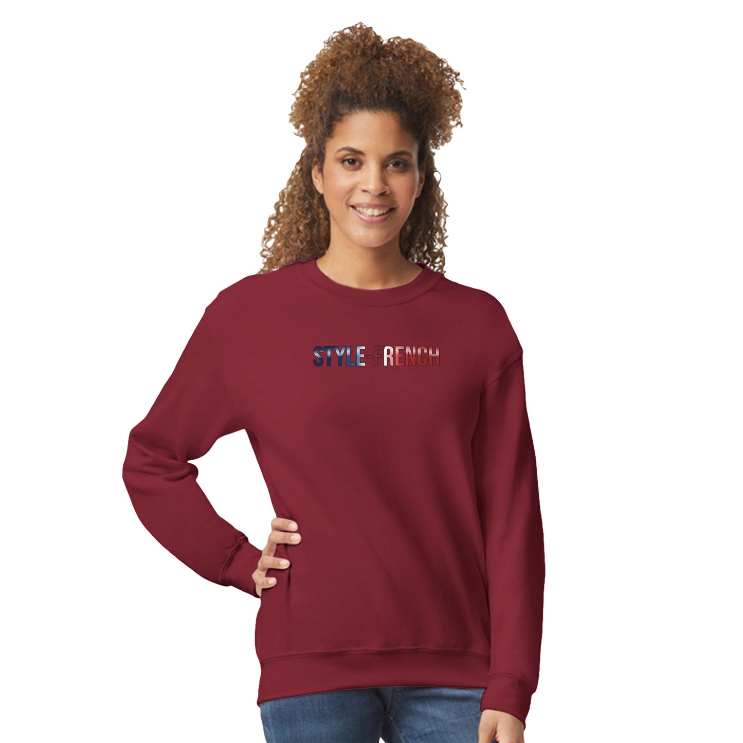 Damen-Sweatshirt „debout la France“ im klassischen französischen Rundhals-Stil | Gildan® 18000
