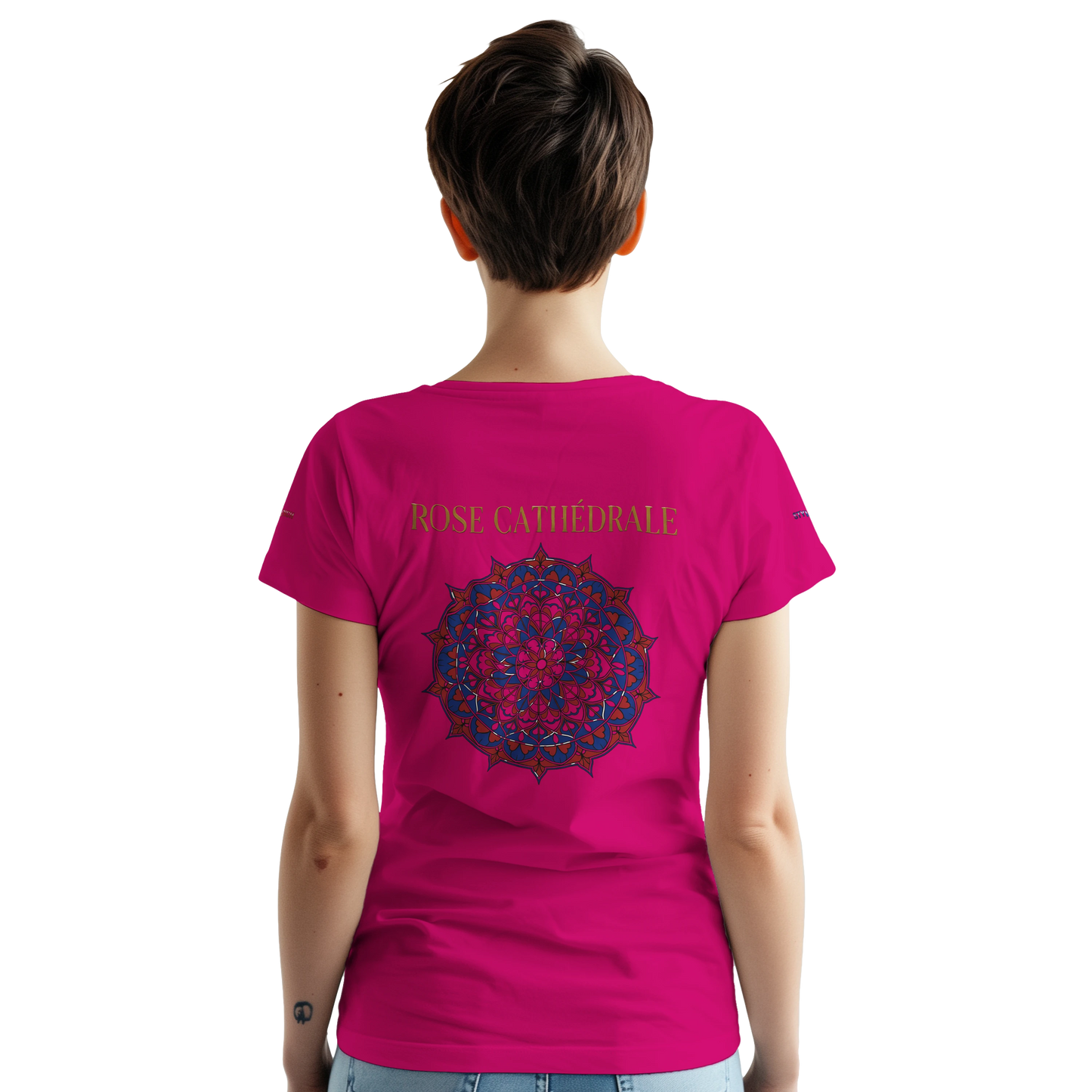 Damen T-Shirt, rosa, Kathedrale, dick, Rundhals | Gildan® 5000