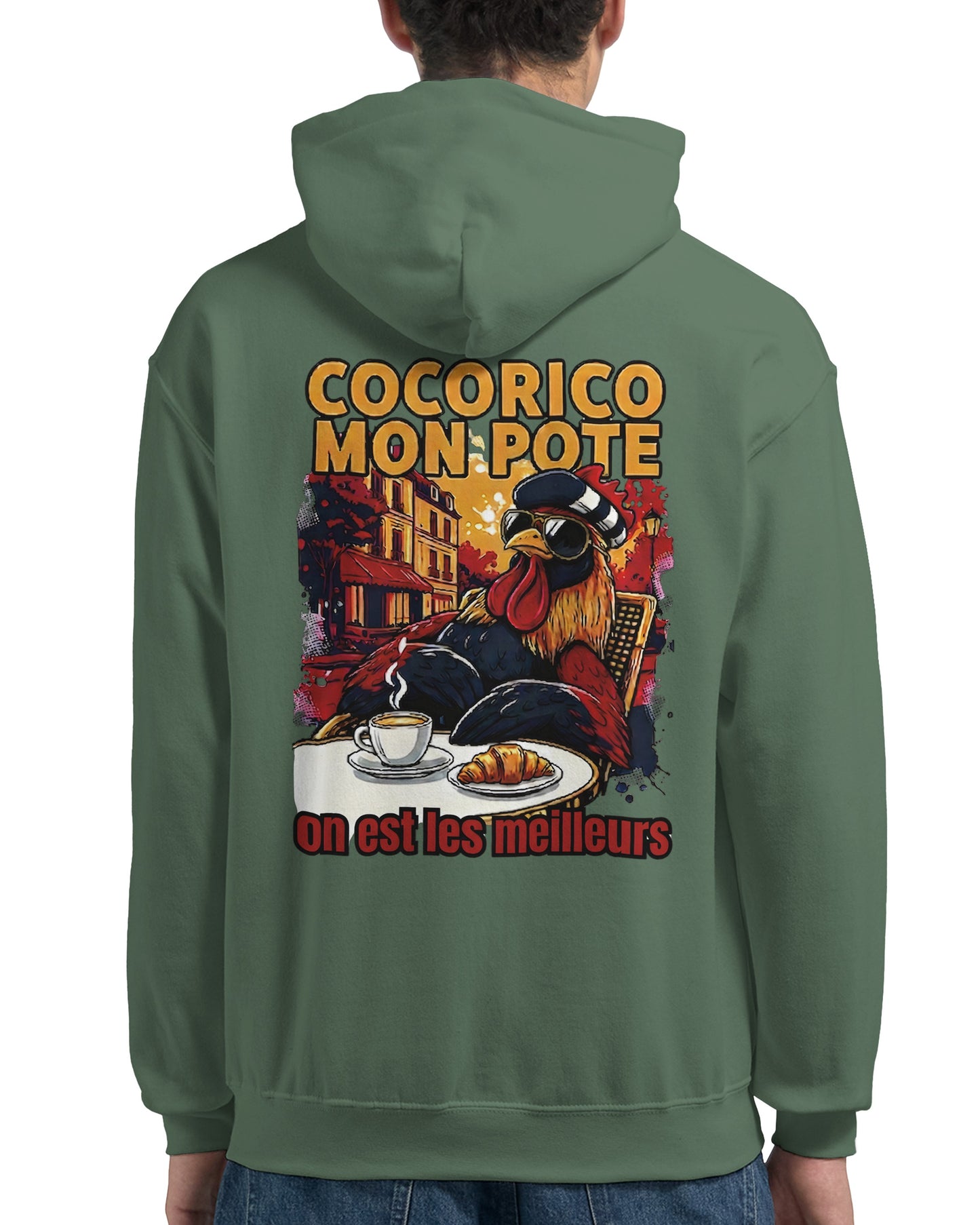 Herren-Kapuzenpullover „Cocorico, wir sind die Besten“ klassisch | Gildan® 18500