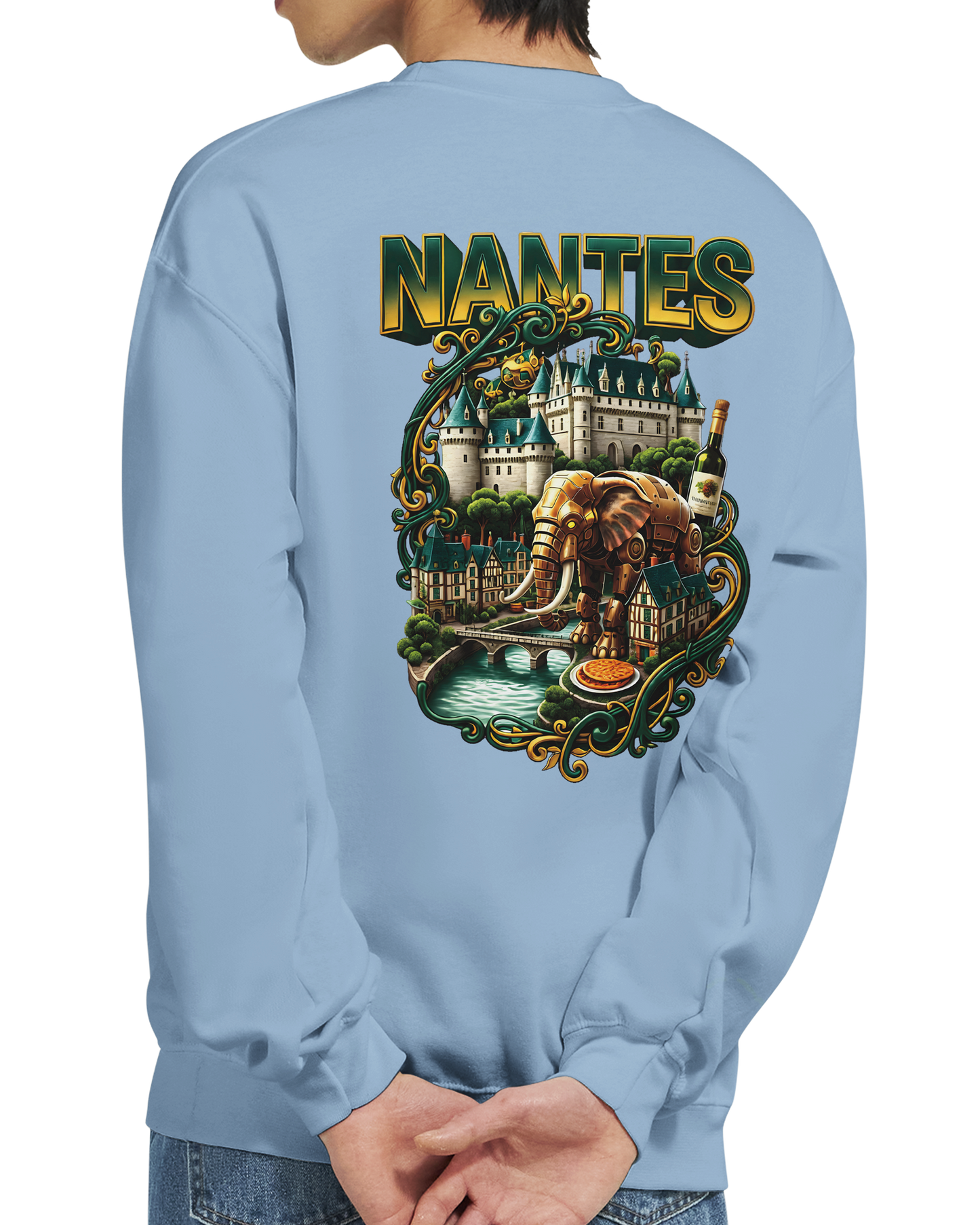 Unisex-Sweatshirt Nantes Stadt Frankreich klassisch Rundhals | Gildan® 18000
