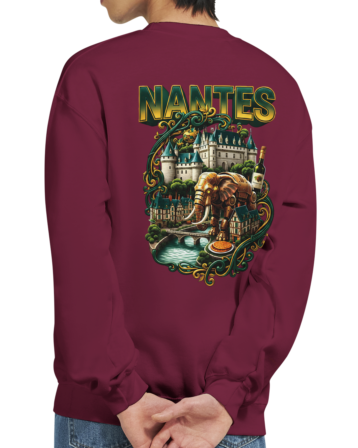 Unisex-Sweatshirt Nantes Stadt Frankreich klassisch Rundhals | Gildan® 18000
