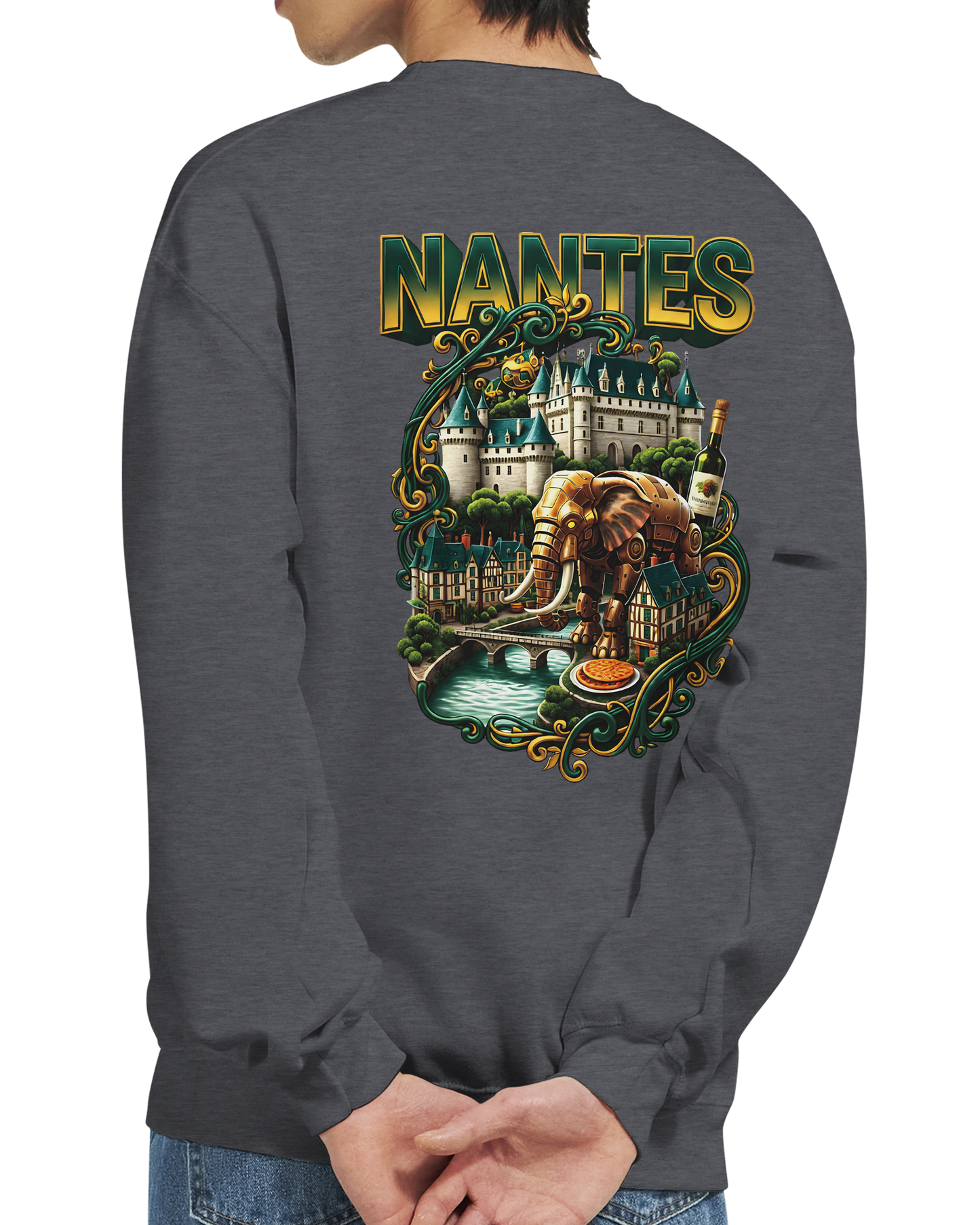 Unisex-Sweatshirt Nantes Stadt Frankreich klassisch Rundhals | Gildan® 18000