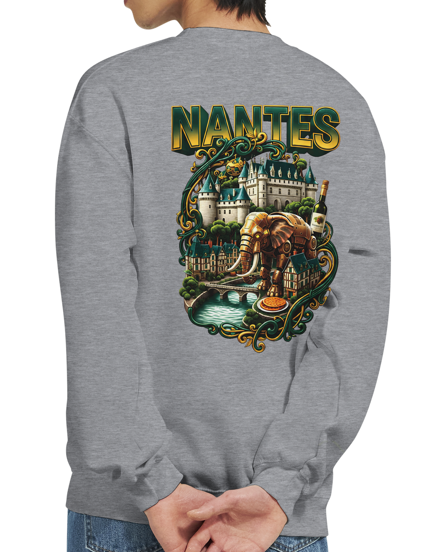 Unisex-Sweatshirt Nantes Stadt Frankreich klassisch Rundhals | Gildan® 18000