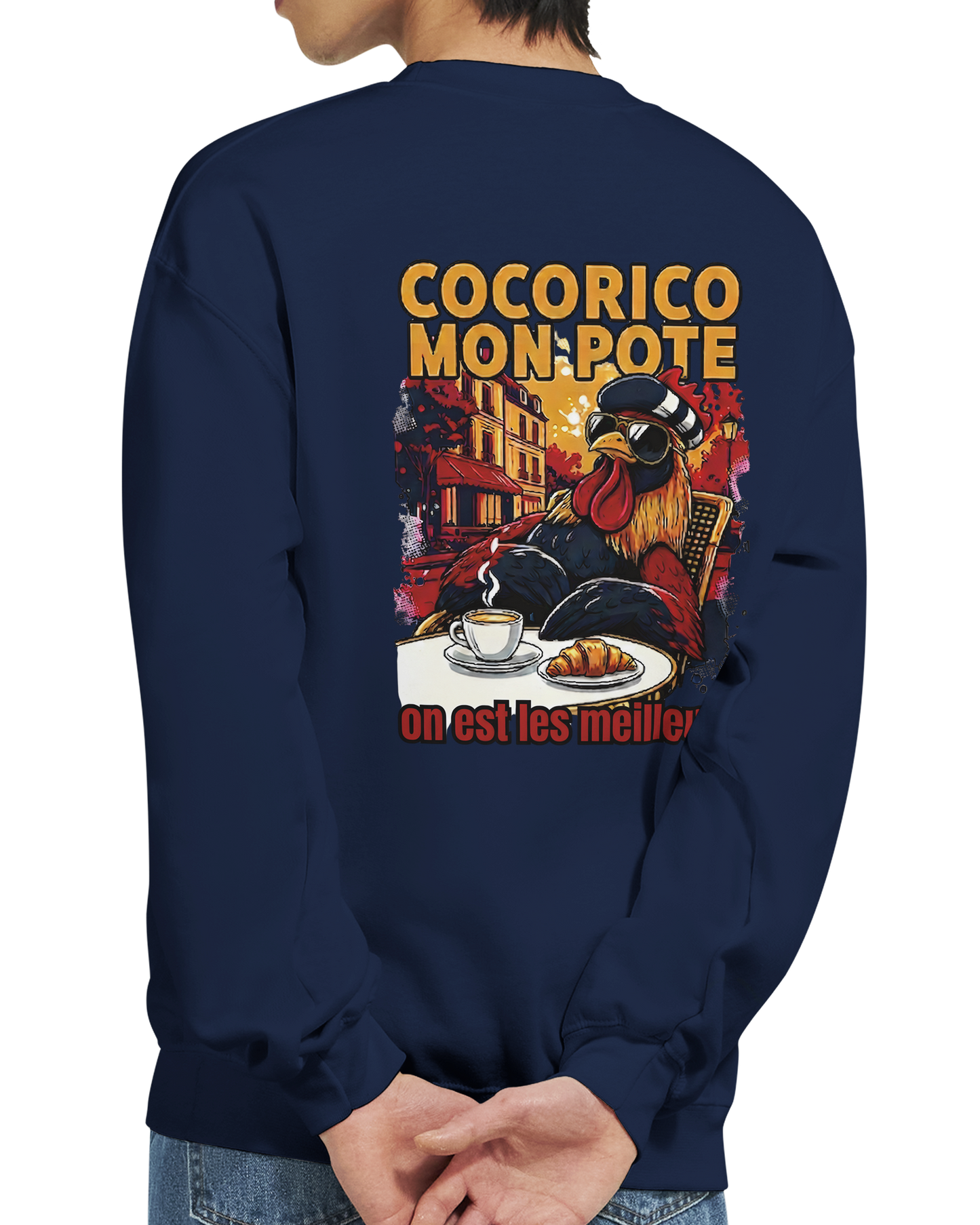 Sweatshirt Cocorico On Est Les Meilleurs für Herren, klassischer Rundhalsausschnitt | Gildan® 18000