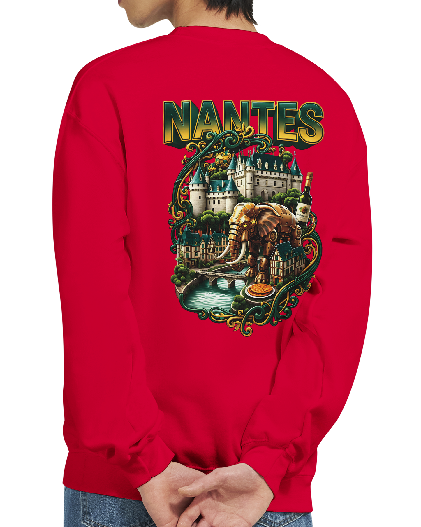 Unisex-Sweatshirt Nantes Stadt Frankreich klassisch Rundhals | Gildan® 18000