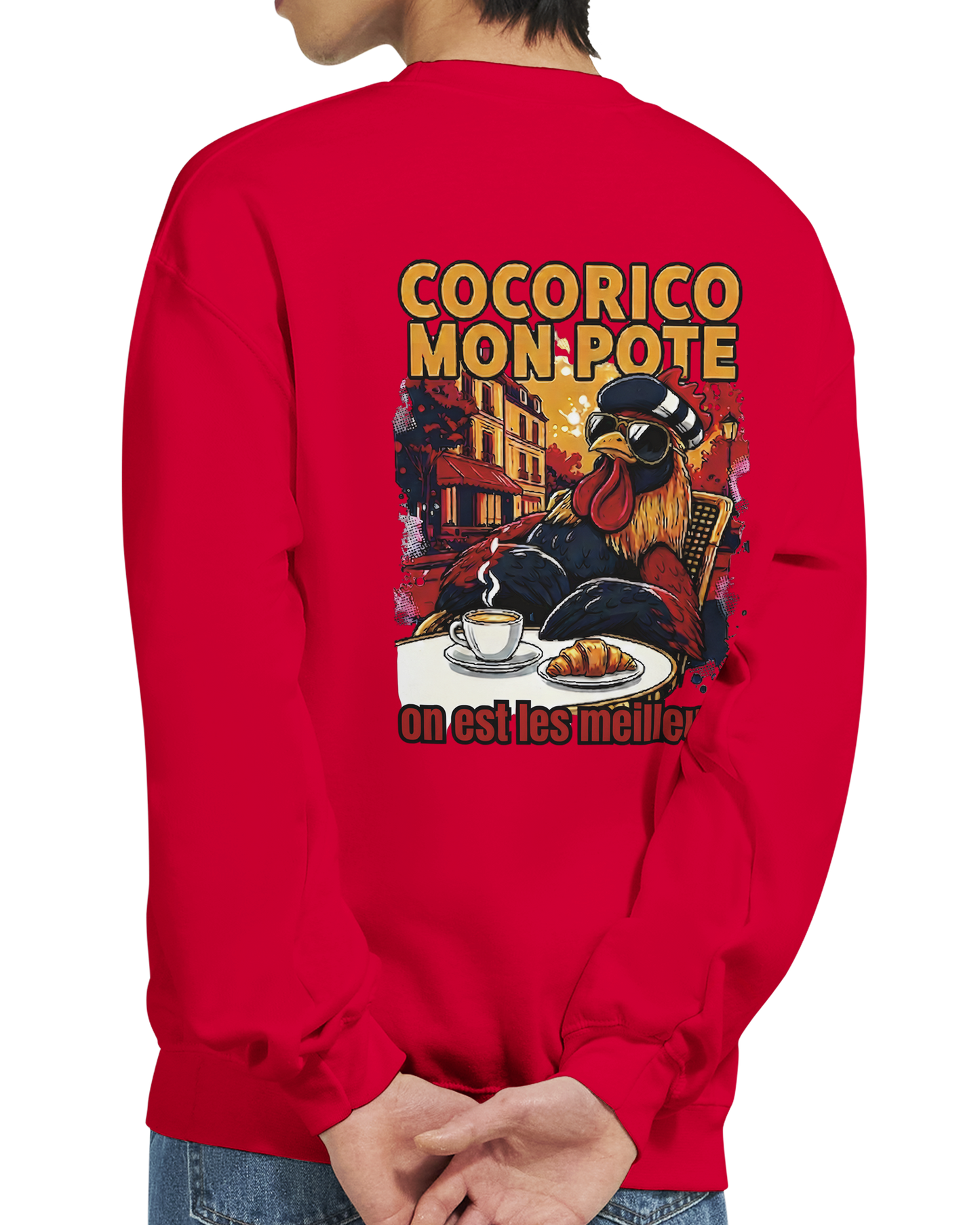Sweatshirt Cocorico On Est Les Meilleurs für Herren, klassischer Rundhalsausschnitt | Gildan® 18000