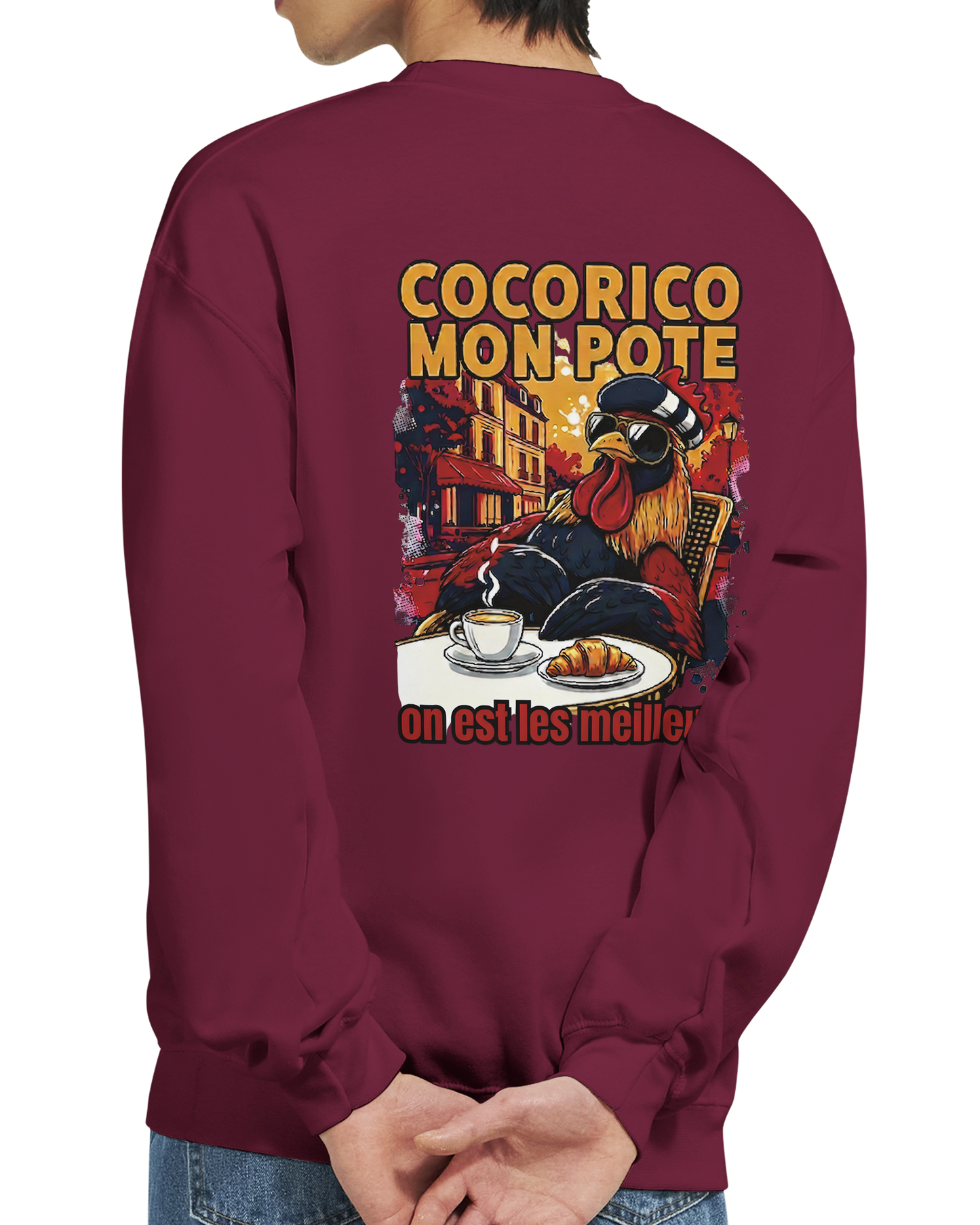 Sweatshirt Cocorico On Est Les Meilleurs für Herren, klassischer Rundhalsausschnitt | Gildan® 18000
