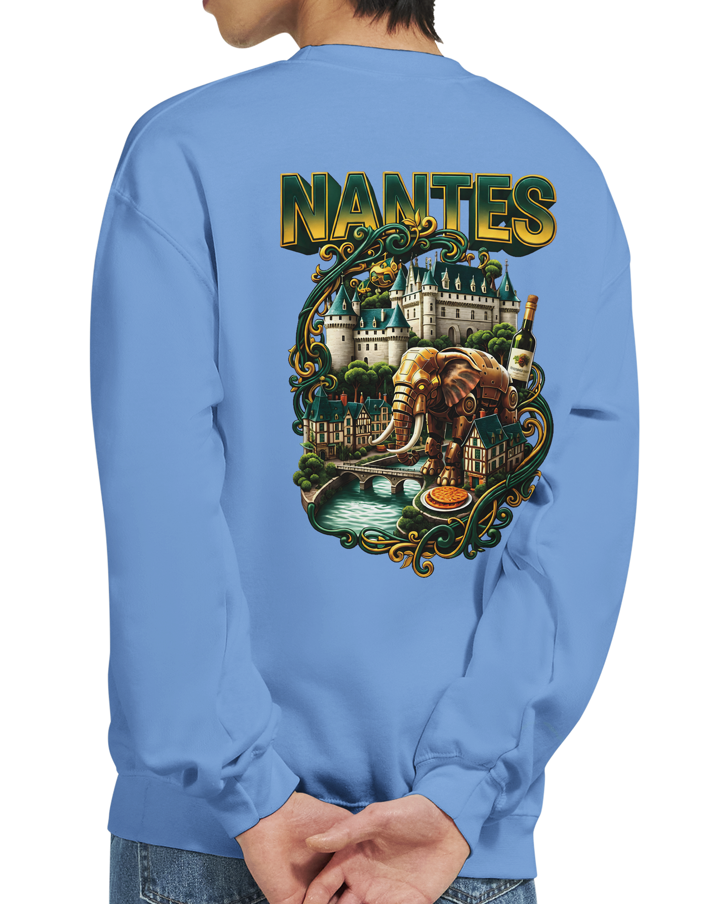Unisex-Sweatshirt Nantes Stadt Frankreich klassisch Rundhals | Gildan® 18000