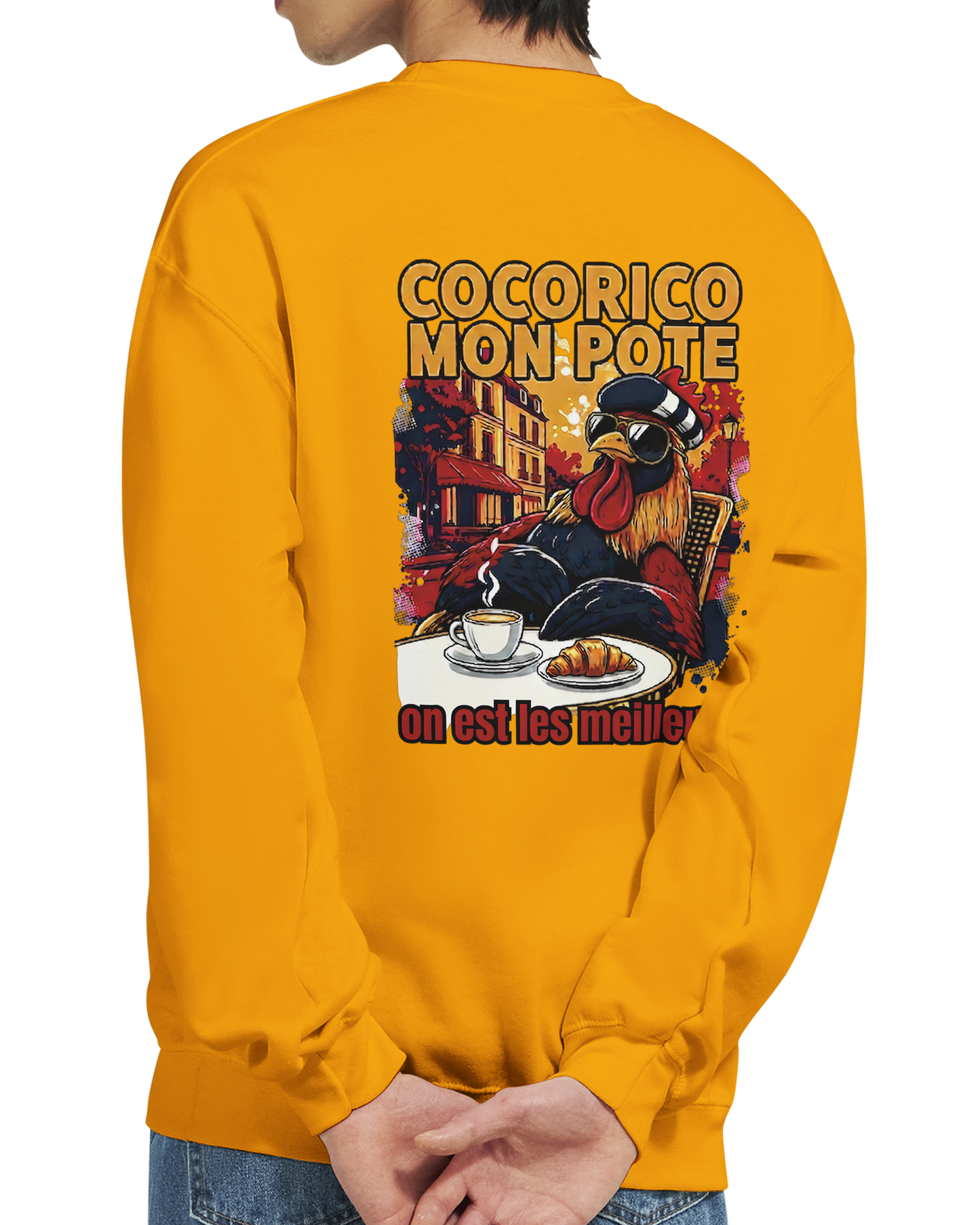 Sweatshirt Cocorico On Est Les Meilleurs für Herren, klassischer Rundhalsausschnitt | Gildan® 18000