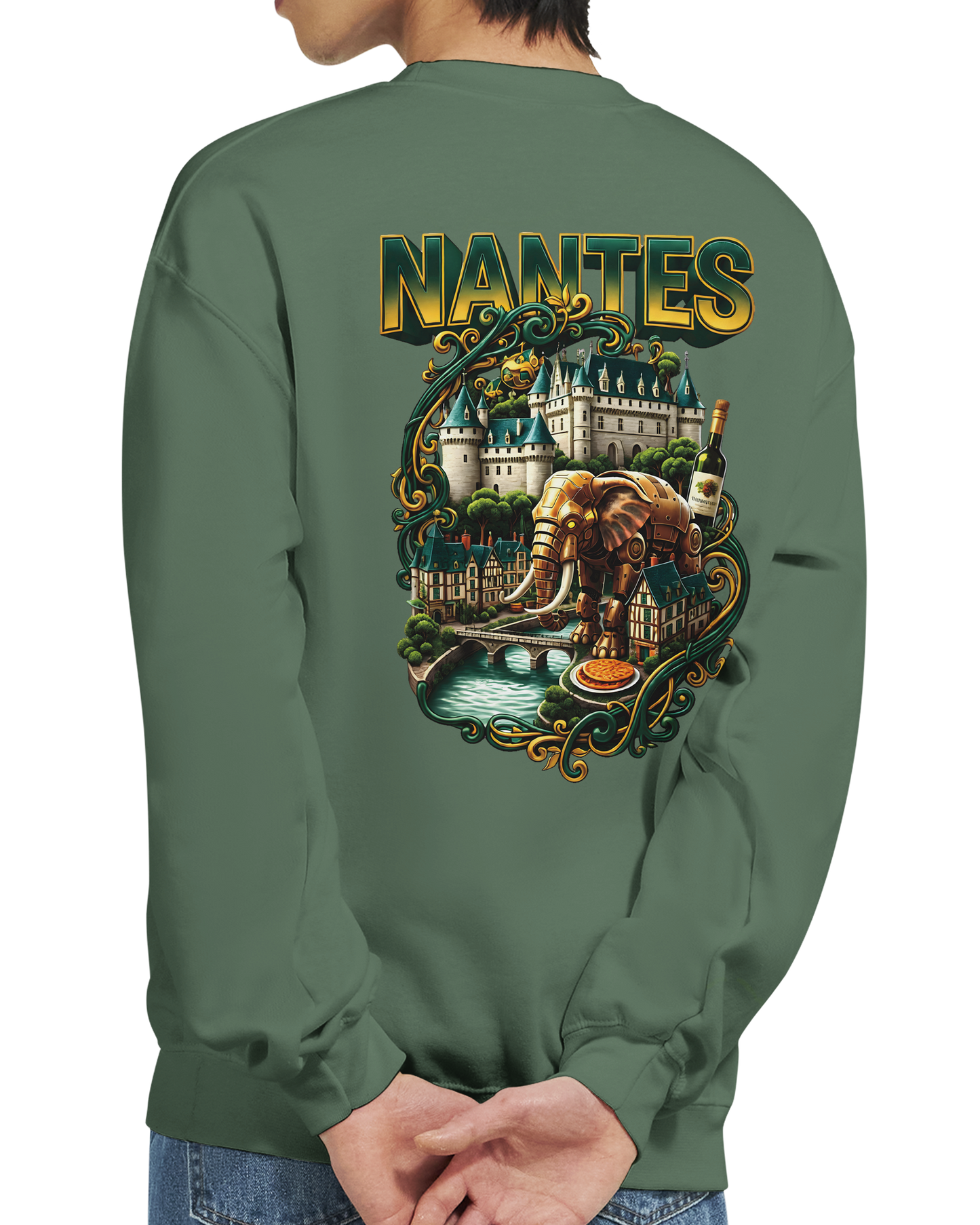 Unisex-Sweatshirt Nantes Stadt Frankreich klassisch Rundhals | Gildan® 18000