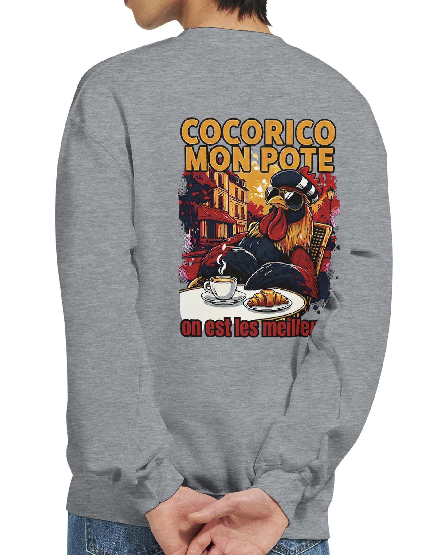 Sweatshirt Cocorico On Est Les Meilleurs für Herren, klassischer Rundhalsausschnitt | Gildan® 18000