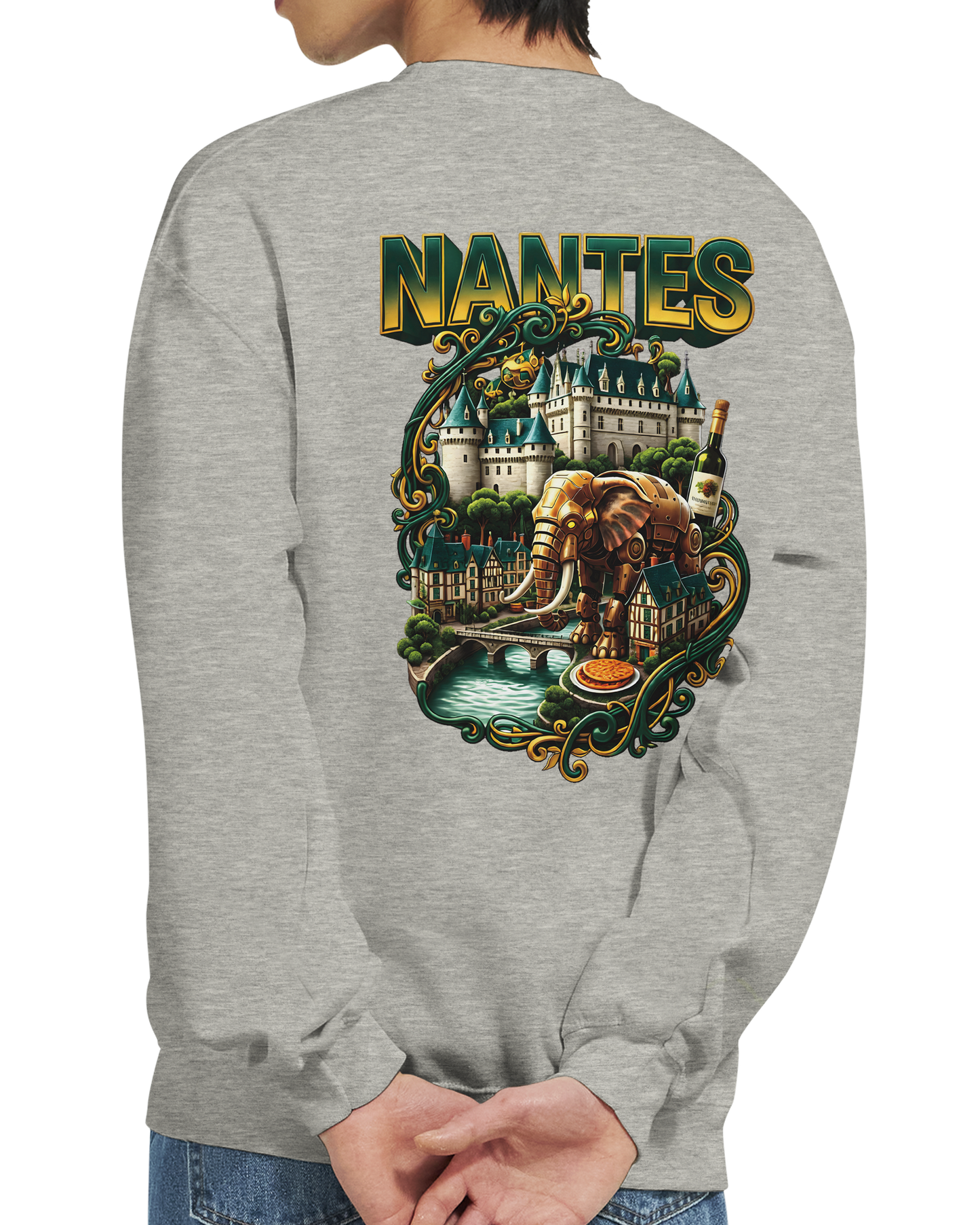 Unisex-Sweatshirt Nantes Stadt Frankreich klassisch Rundhals | Gildan® 18000