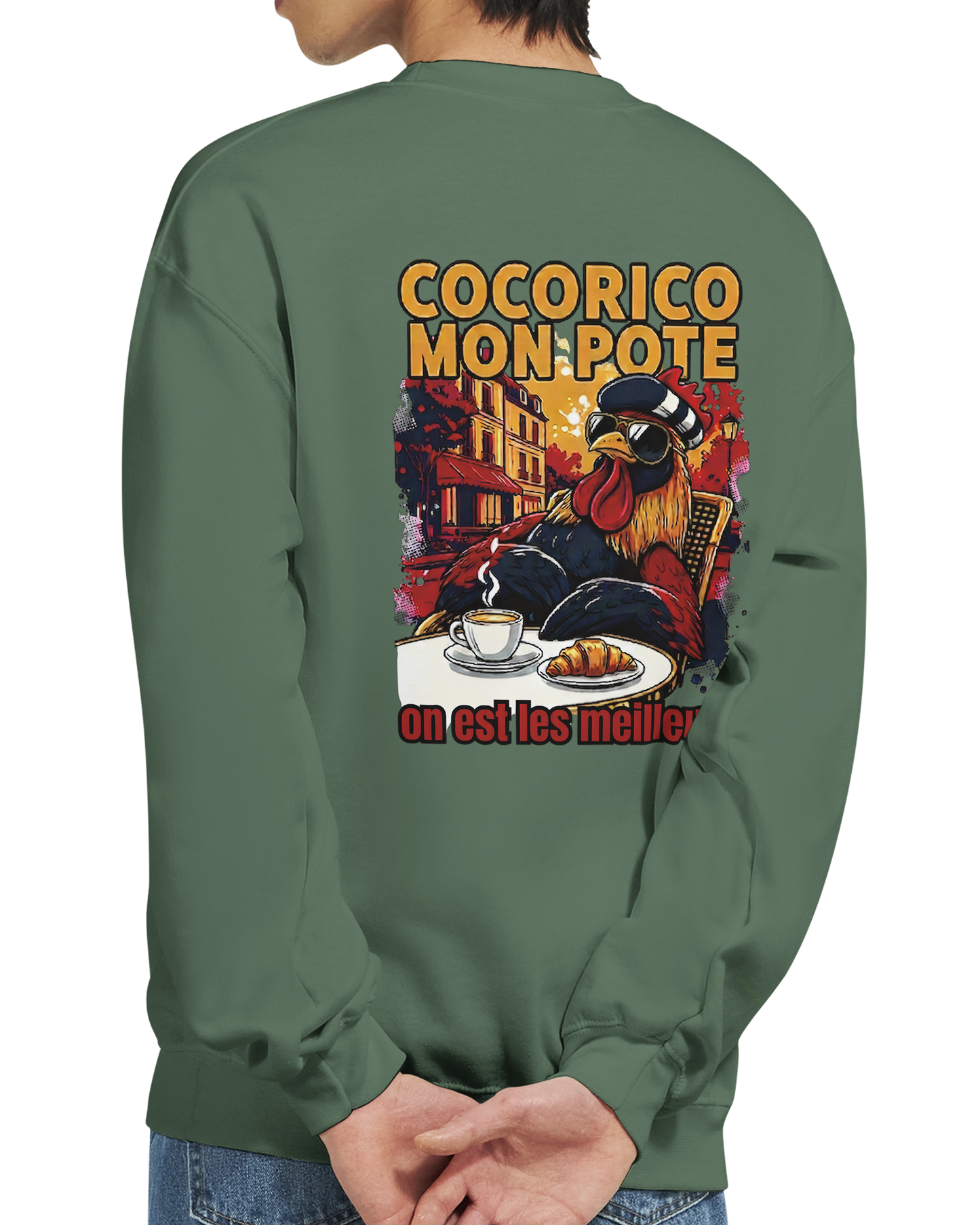 Sweatshirt Cocorico On Est Les Meilleurs für Herren, klassischer Rundhalsausschnitt | Gildan® 18000
