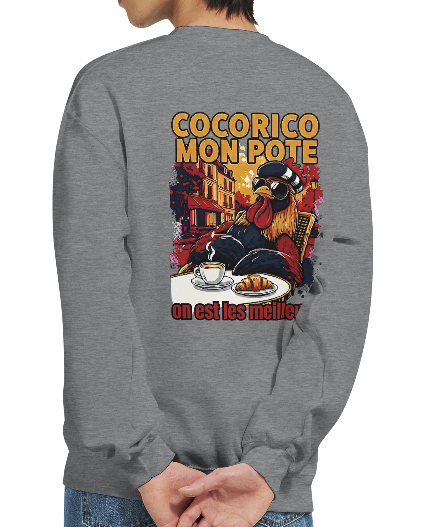 Sweatshirt Cocorico On Est Les Meilleurs für Herren, klassischer Rundhalsausschnitt | Gildan® 18000