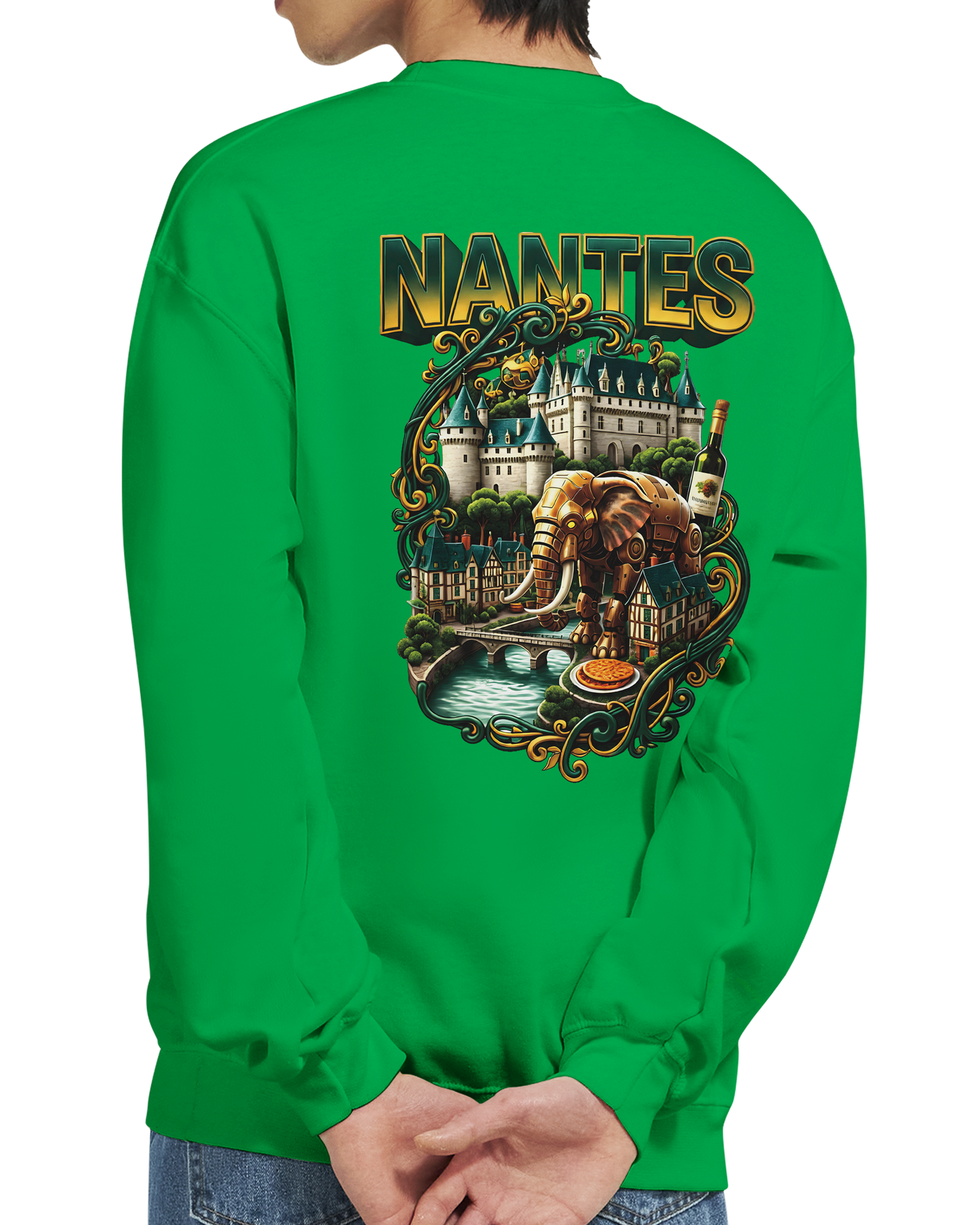 Unisex-Sweatshirt Nantes Stadt Frankreich klassisch Rundhals | Gildan® 18000