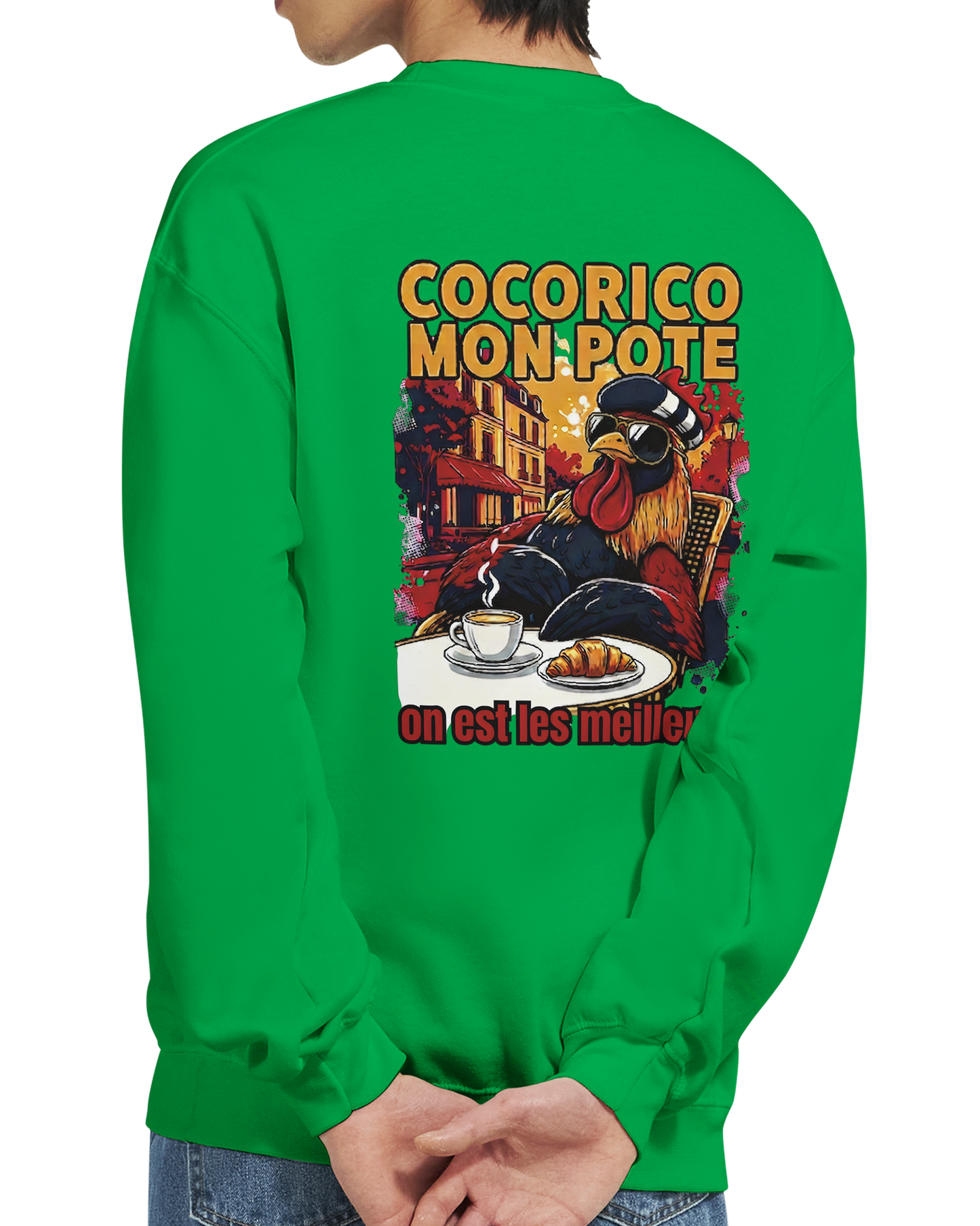 Sweatshirt Cocorico On Est Les Meilleurs für Herren, klassischer Rundhalsausschnitt | Gildan® 18000