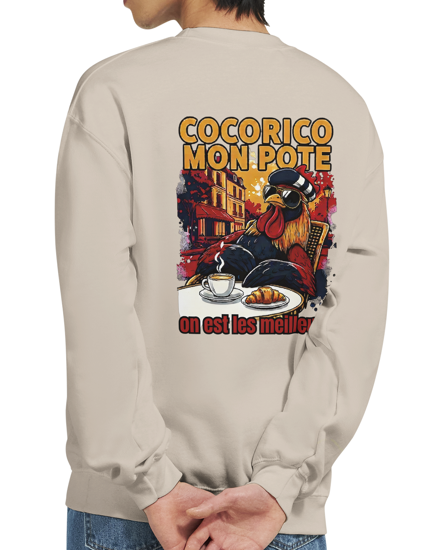Sweatshirt Cocorico On Est Les Meilleurs für Herren, klassischer Rundhalsausschnitt | Gildan® 18000