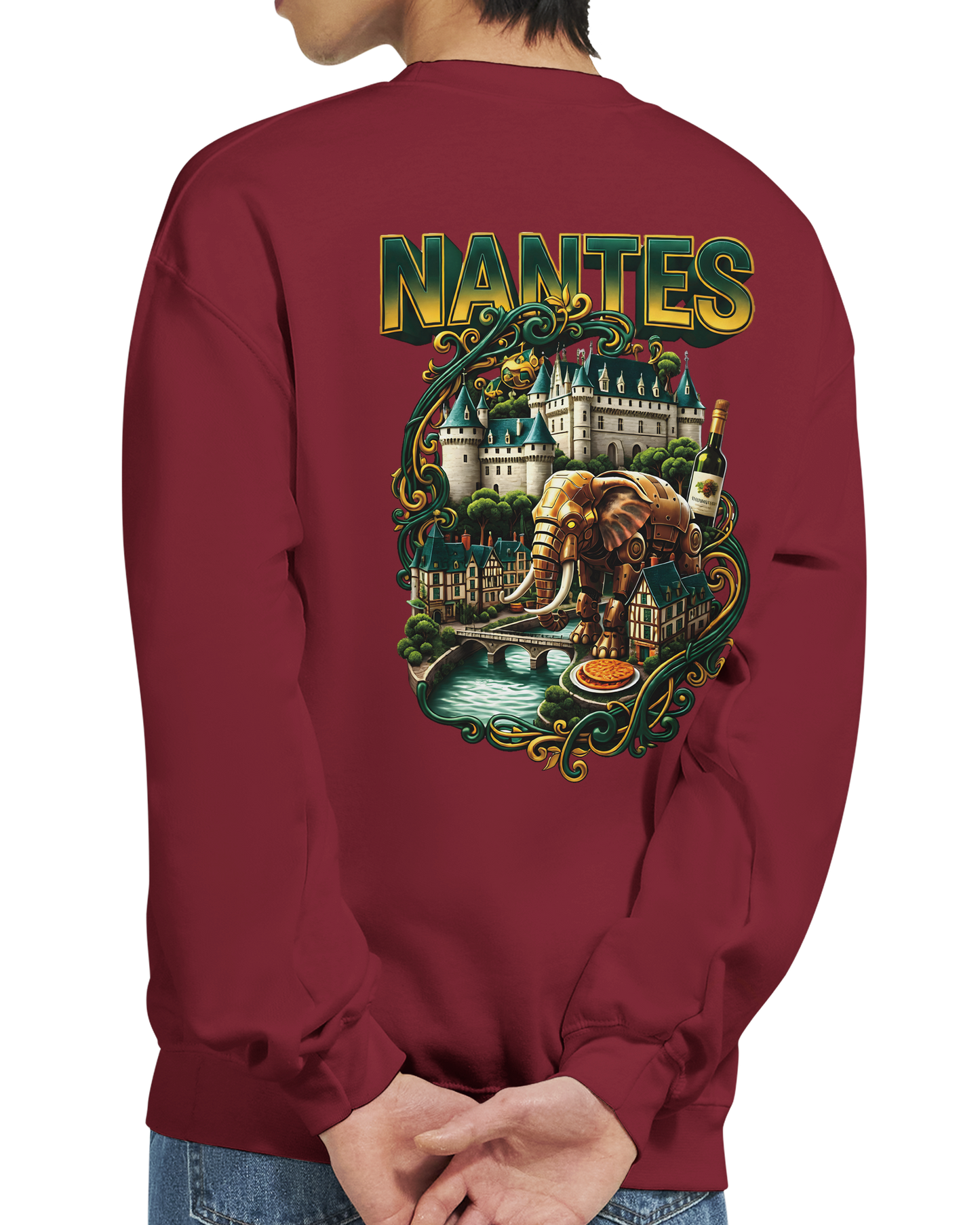 Unisex-Sweatshirt Nantes Stadt Frankreich klassisch Rundhals | Gildan® 18000