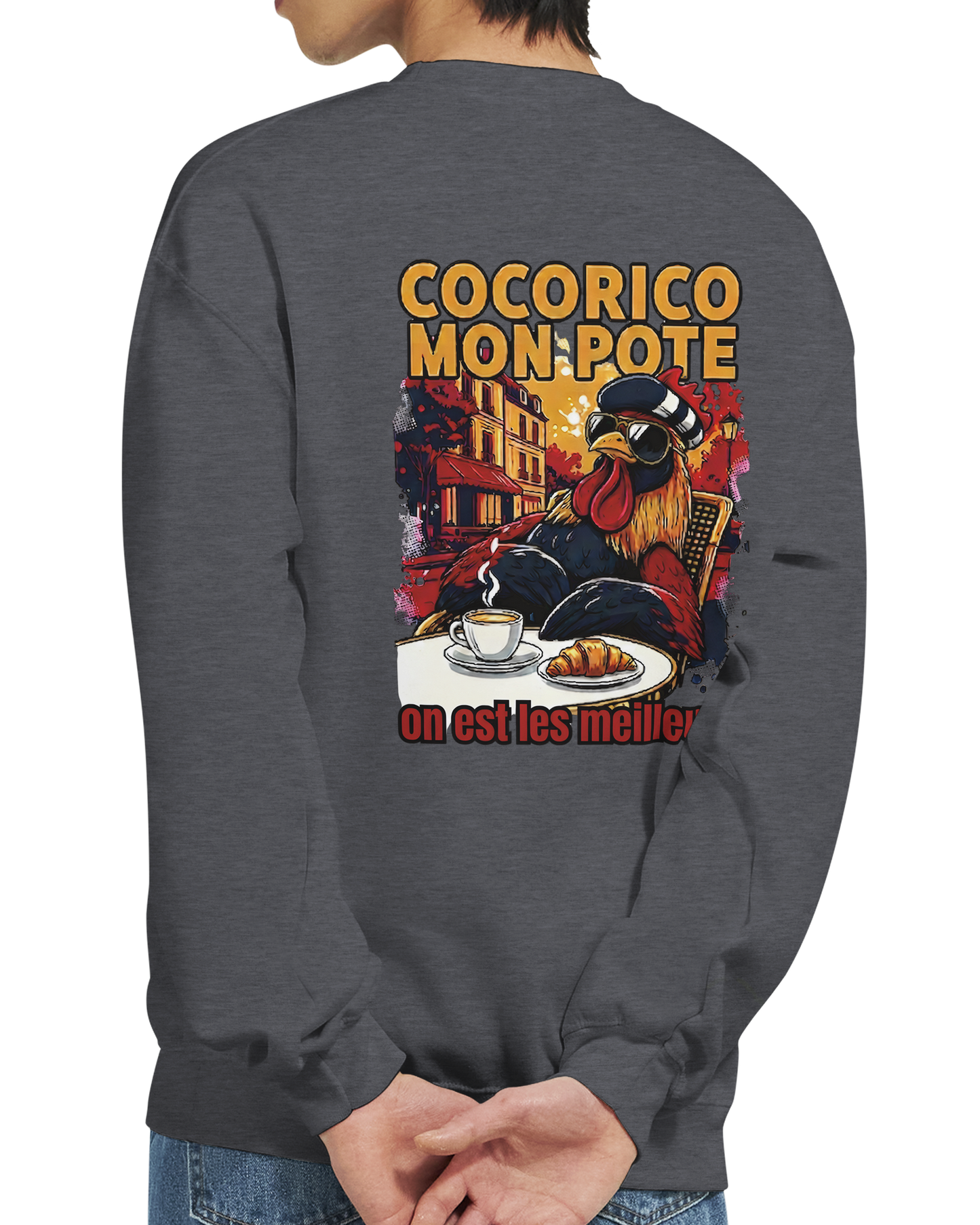 Sweatshirt Cocorico On Est Les Meilleurs für Herren, klassischer Rundhalsausschnitt | Gildan® 18000