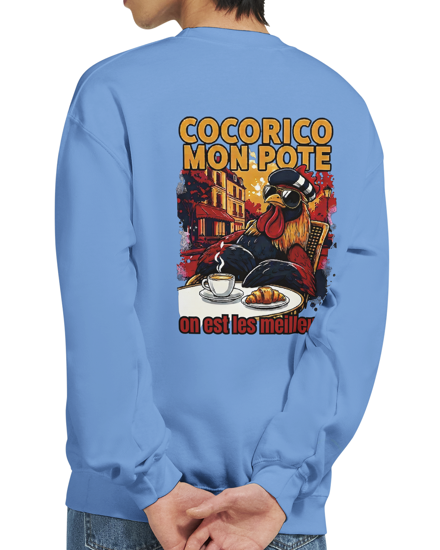 Sweatshirt Cocorico On Est Les Meilleurs für Herren, klassischer Rundhalsausschnitt | Gildan® 18000