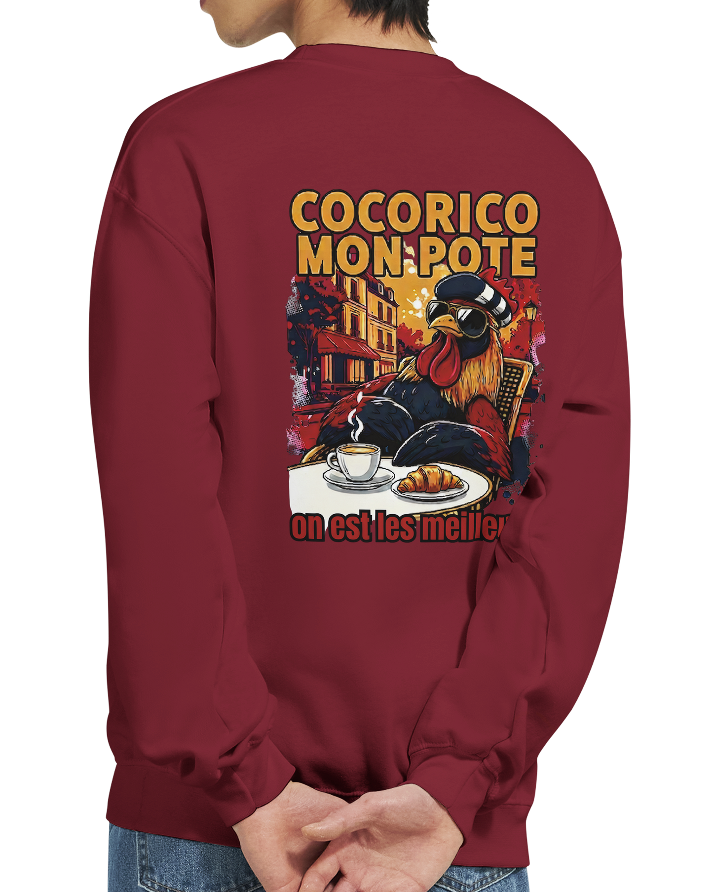 Sweatshirt Cocorico On Est Les Meilleurs für Herren, klassischer Rundhalsausschnitt | Gildan® 18000