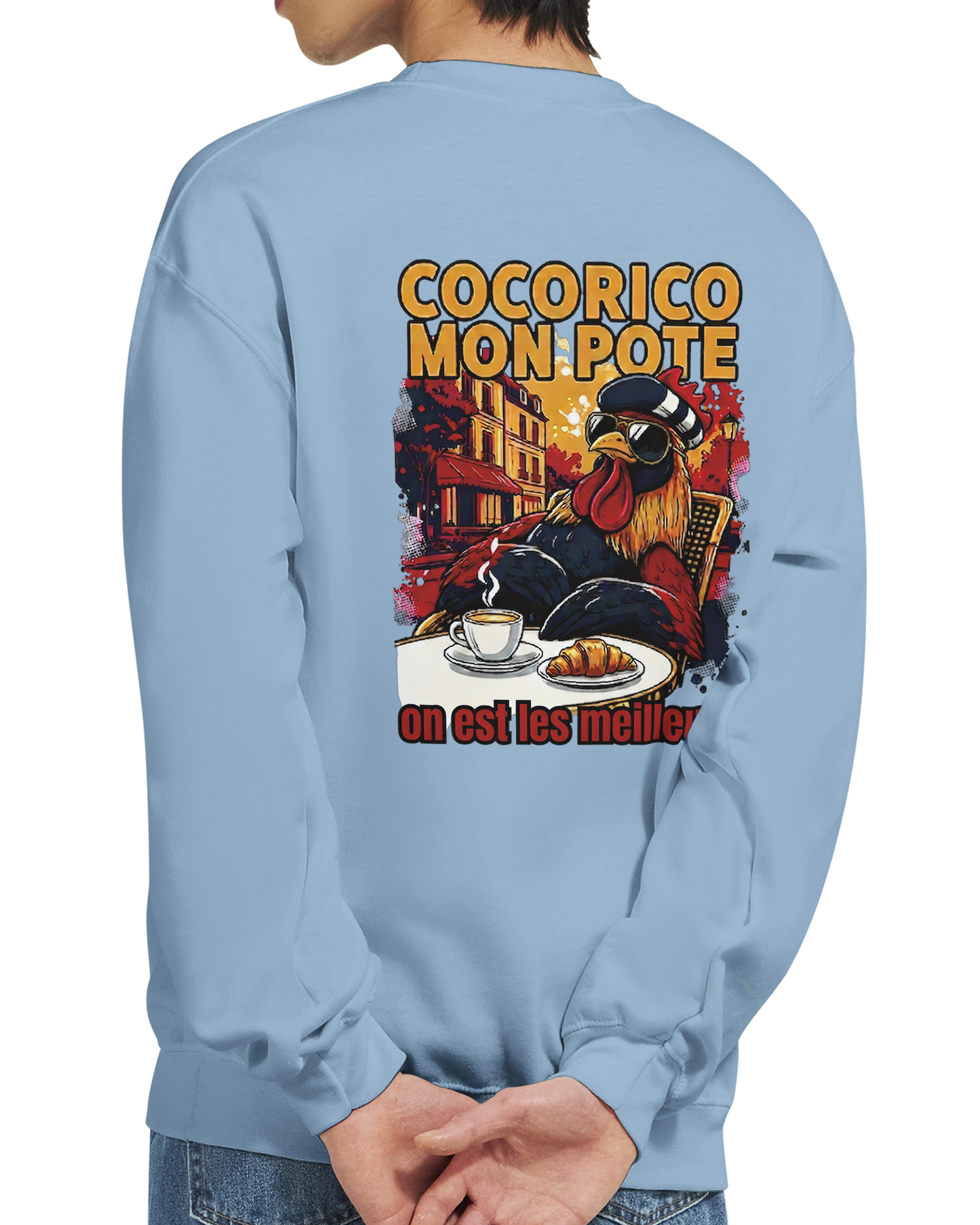 Sweatshirt Cocorico On Est Les Meilleurs für Herren, klassischer Rundhalsausschnitt | Gildan® 18000