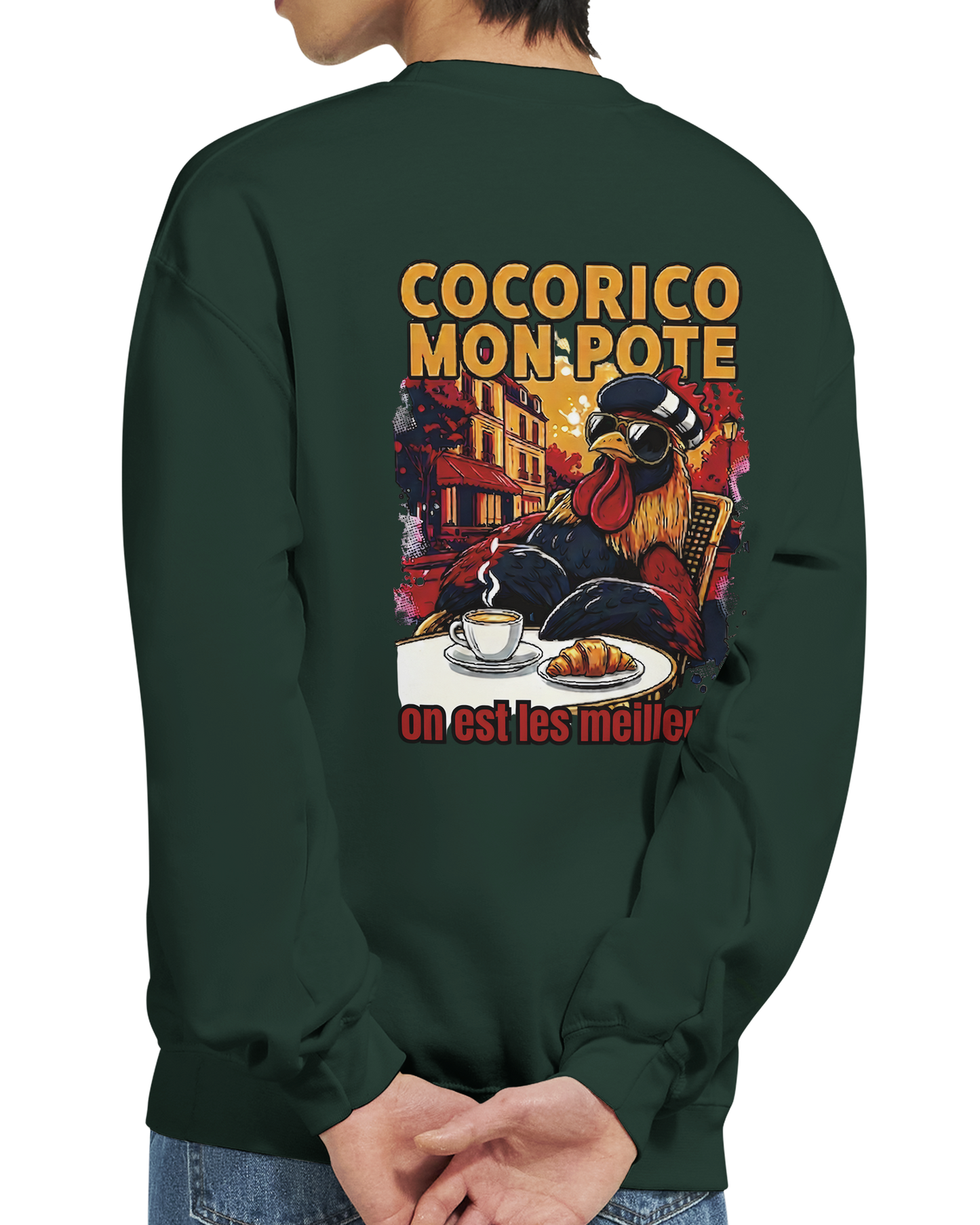 Sweatshirt Cocorico On Est Les Meilleurs für Herren, klassischer Rundhalsausschnitt | Gildan® 18000